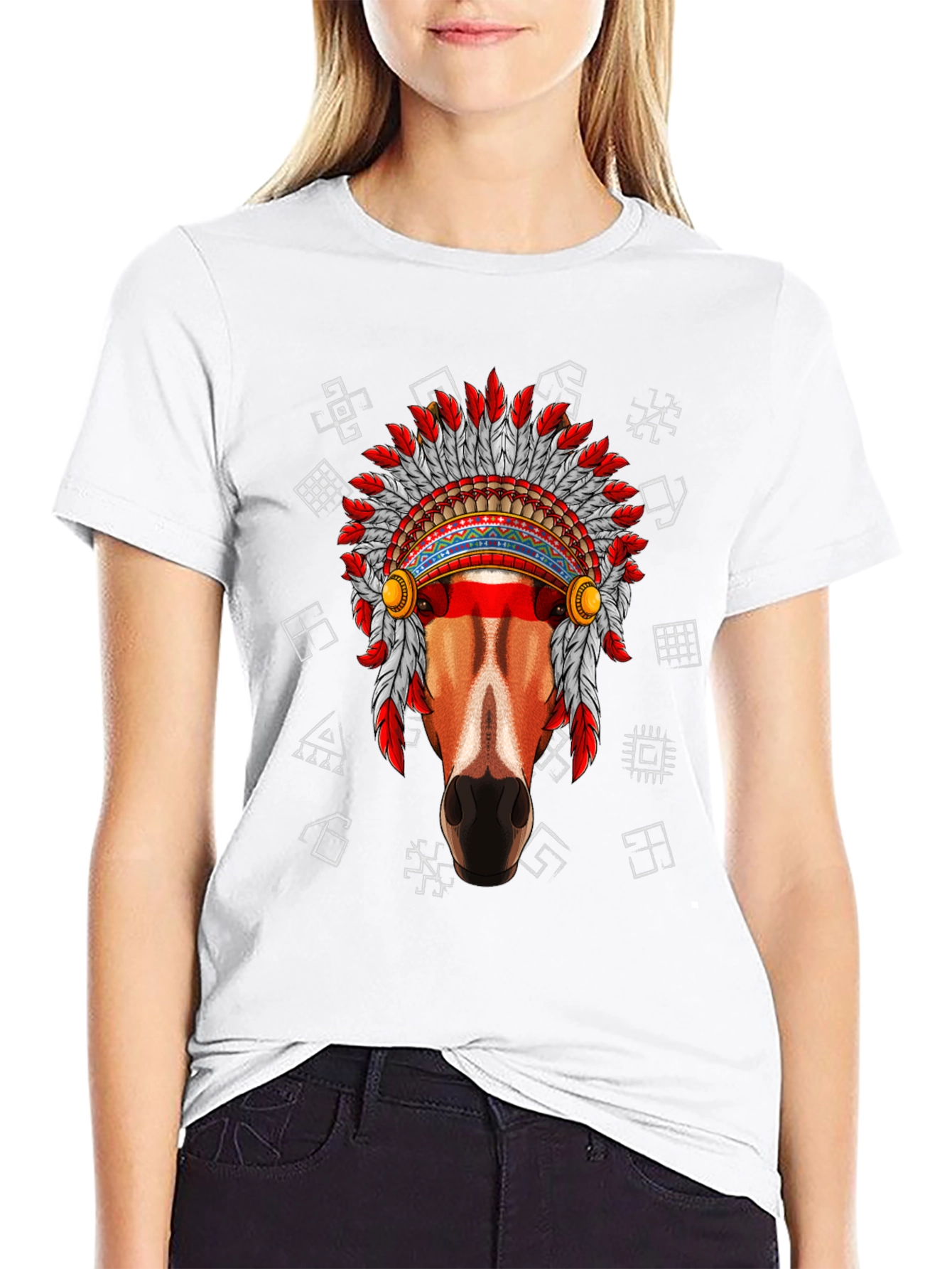 Native American Horse Graphic Tee - Black
