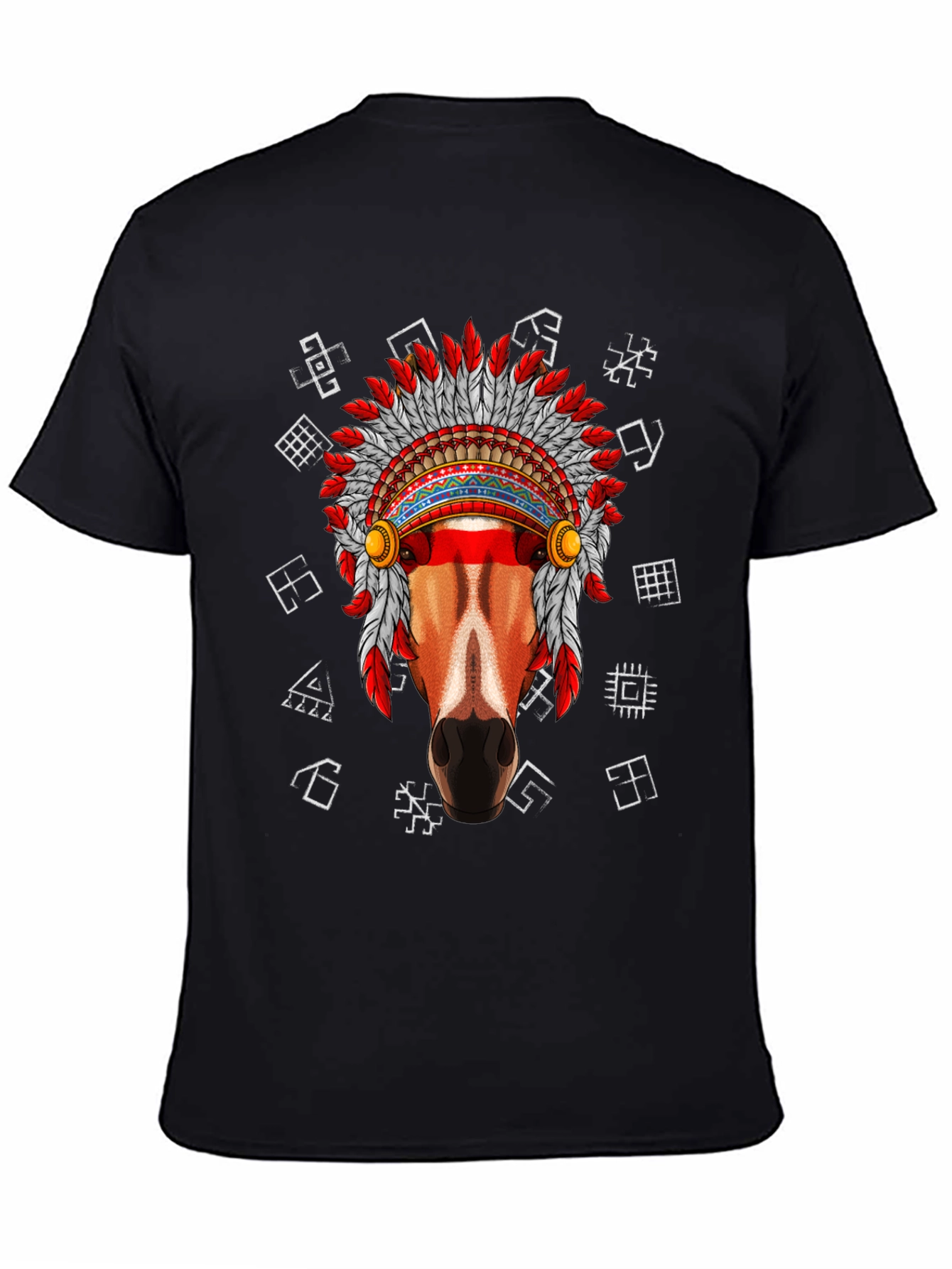 Native American Horse Graphic Tee - Black