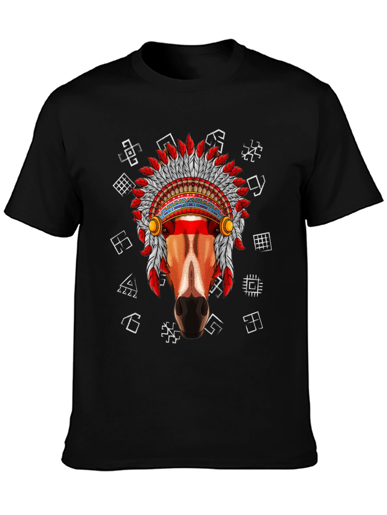 Native American Horse Graphic Tee - Black