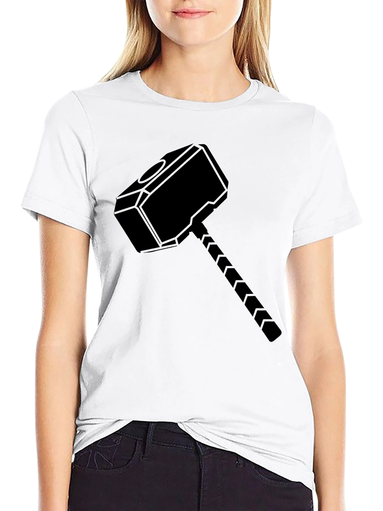 Thor Hammer Graphic Tee - Black Cotton Blend
