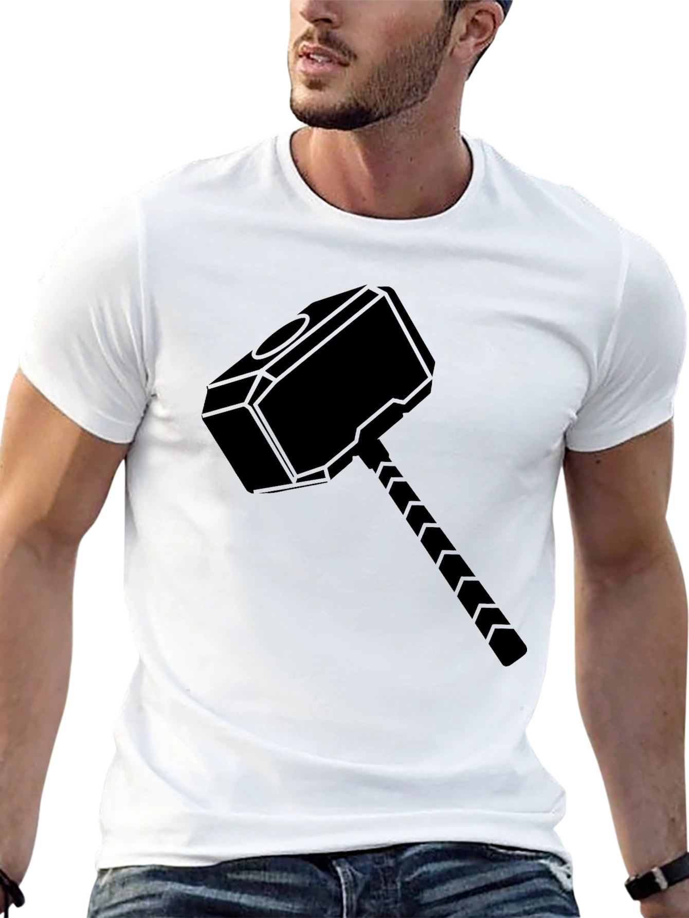 Thor Hammer Graphic Tee - Black Cotton Blend