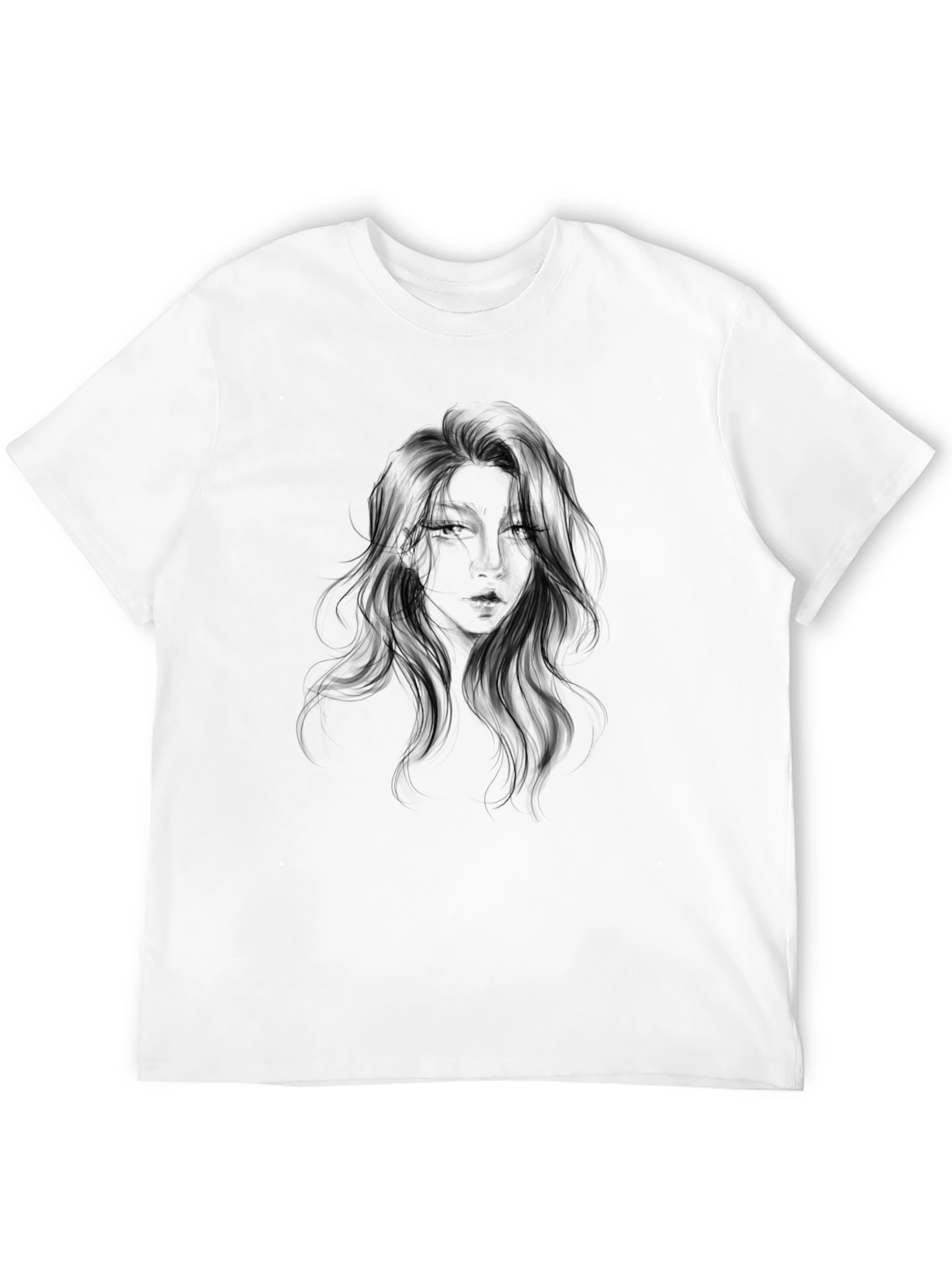 Black Graphic Tee - Woman Portrait Design