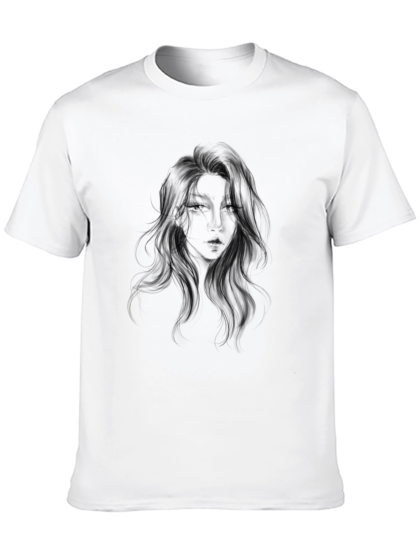 Black Graphic Tee - Woman Portrait Design