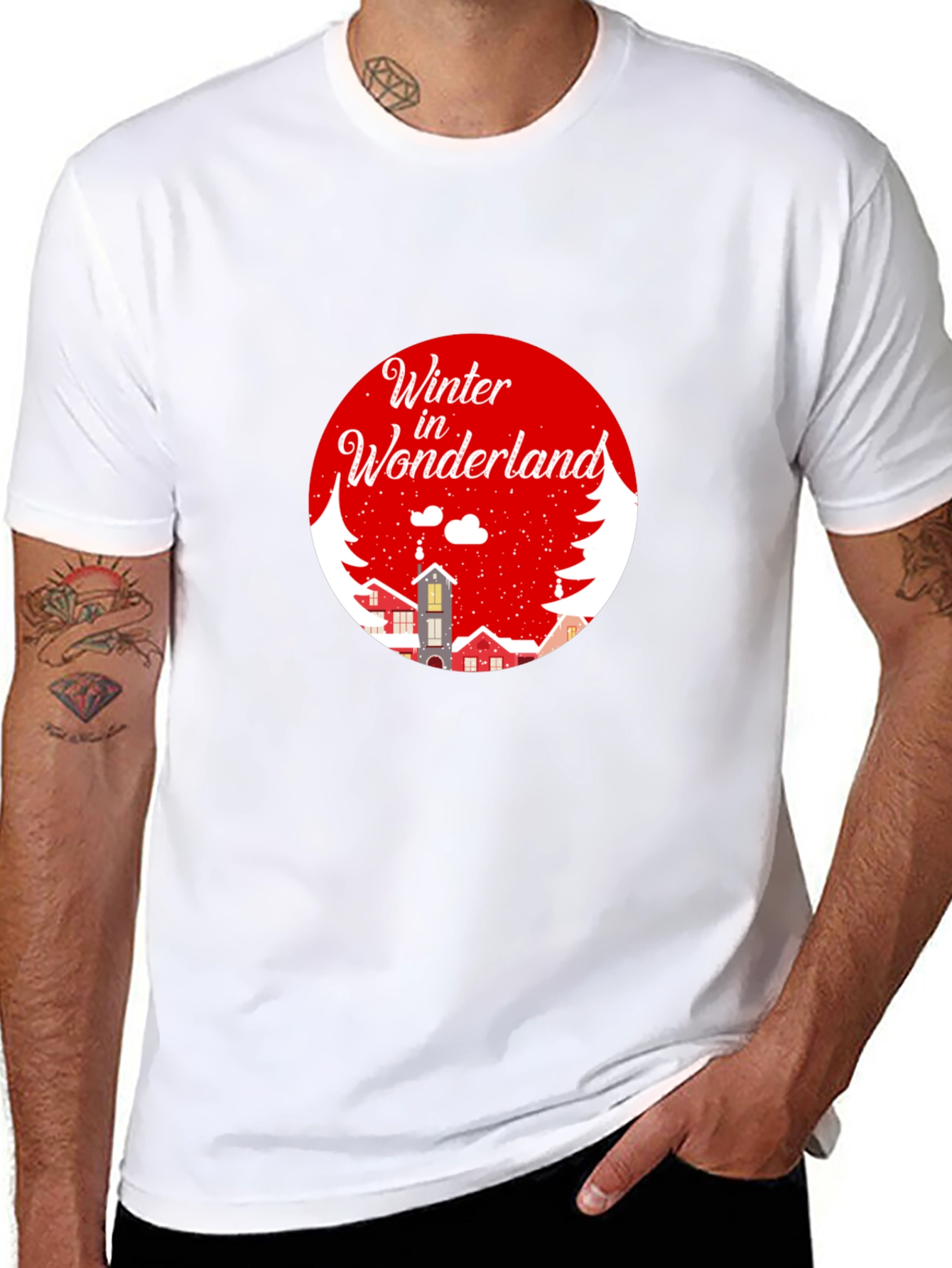 Winter Wonderland Graphic Tee - Black Cotton Blend
