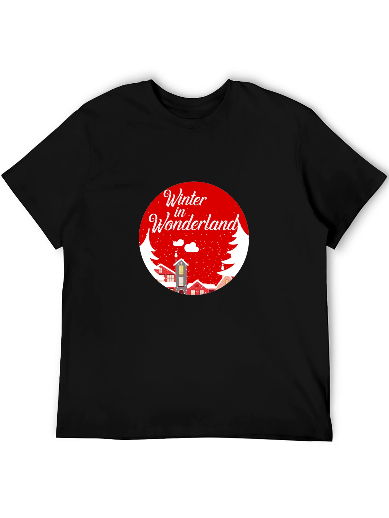 Winter Wonderland Graphic Tee - Black Cotton Blend