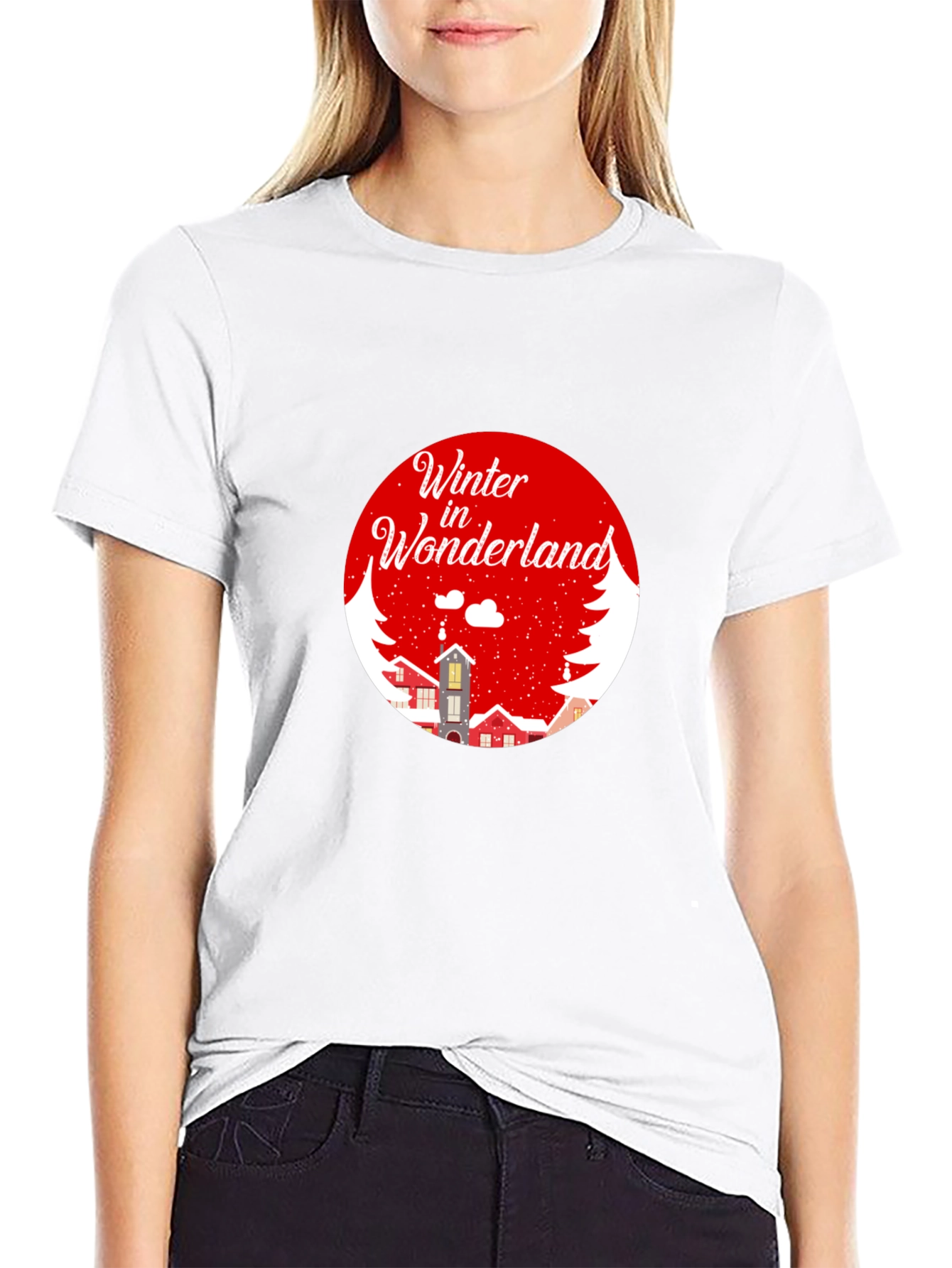 Winter Wonderland Graphic Tee - Black Cotton Blend