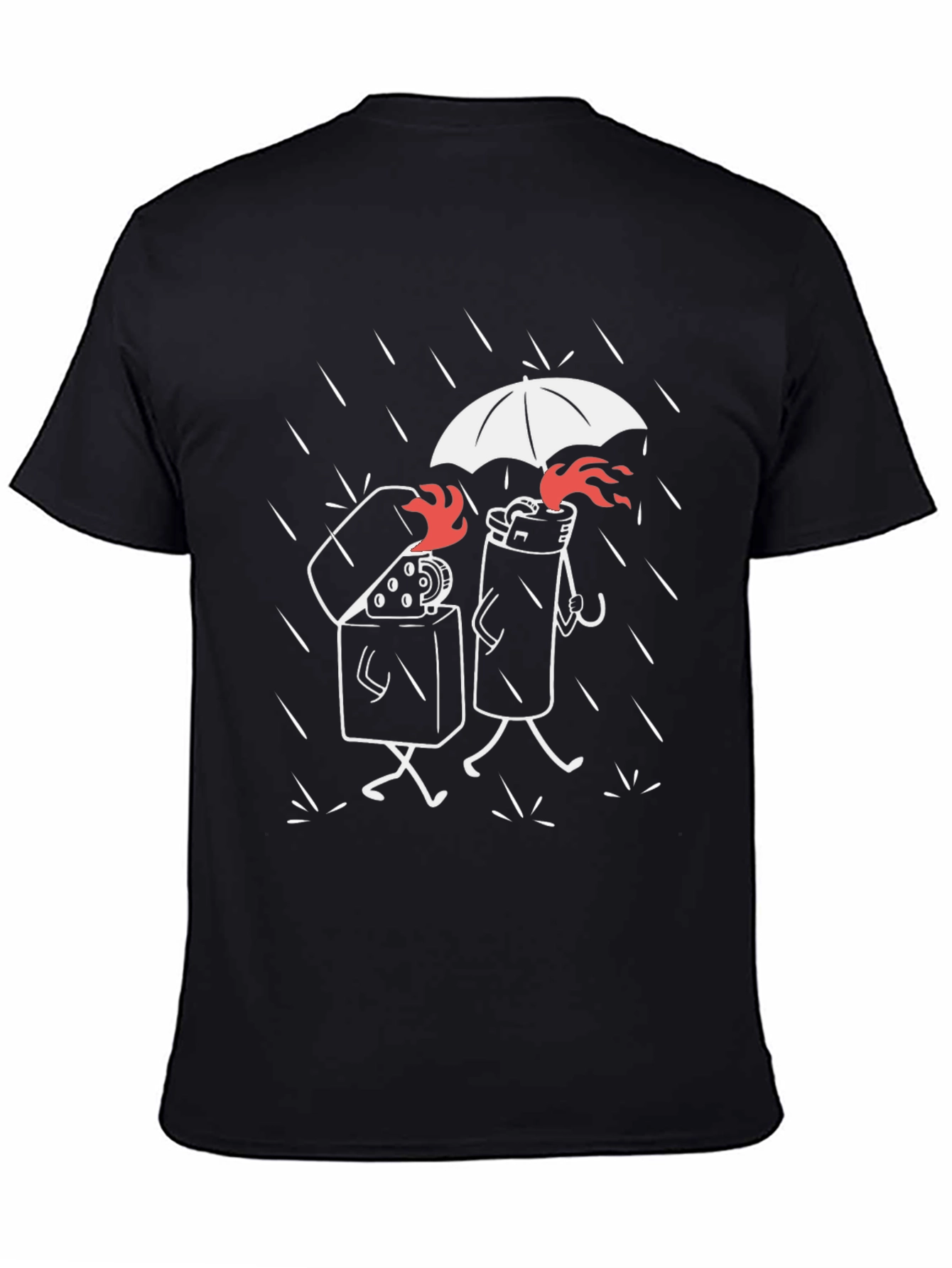 Humorous Lighter Graphic Tee - Black Cotton Blend