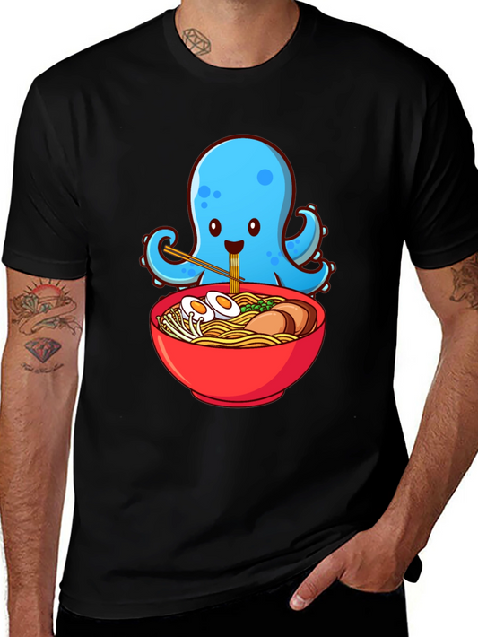Octopus Ramen Graphic T-Shirt - Cute Anime Foodie Tee