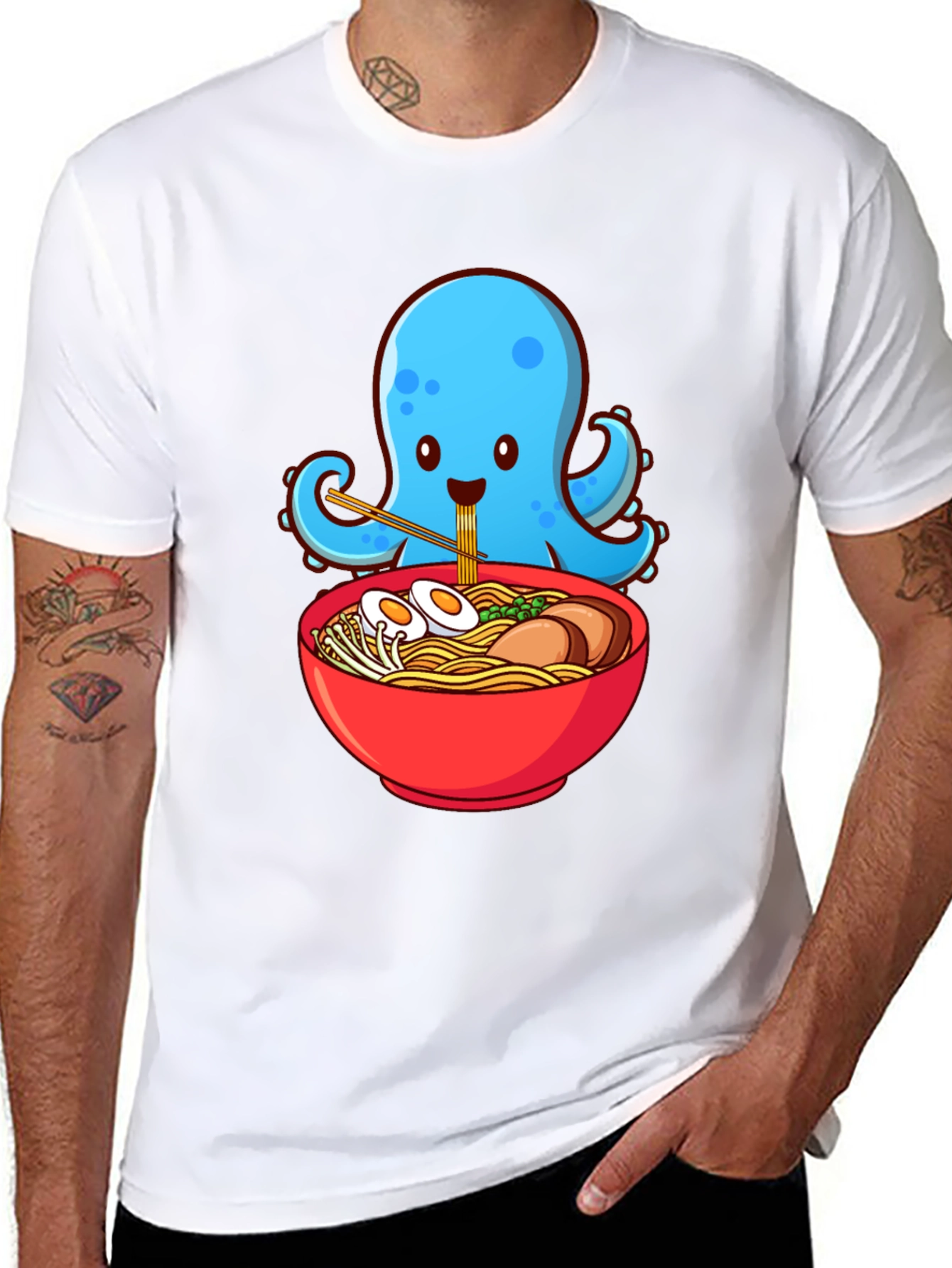 Octopus Ramen Graphic T-Shirt - Cute Anime Foodie Tee