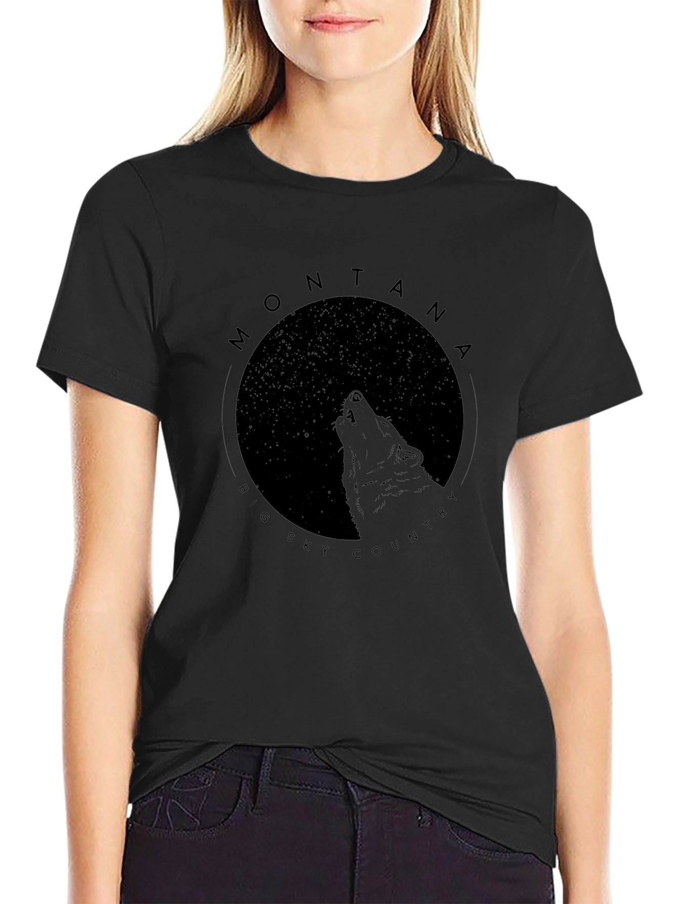 Montana Big Sky Country Wolf Graphic Tee