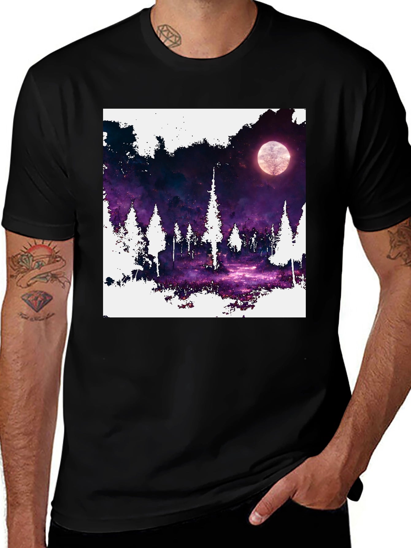 Night Forest Moon T-Shirt - Unique Graphic Tee