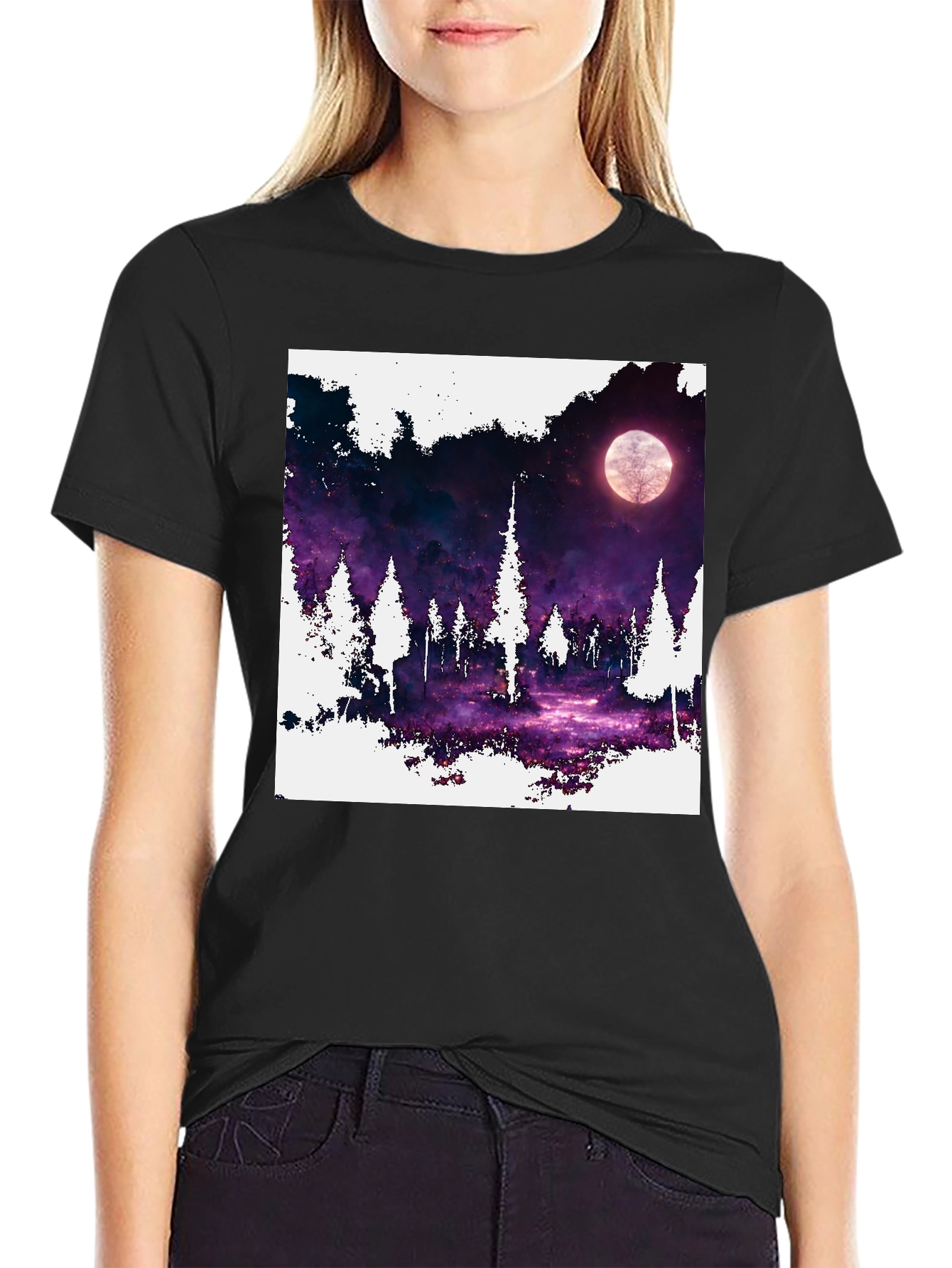 Night Forest Moon T-Shirt - Unique Graphic Tee