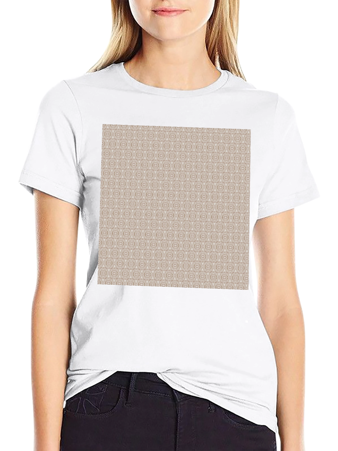 Patterned Print Black Casual Tee