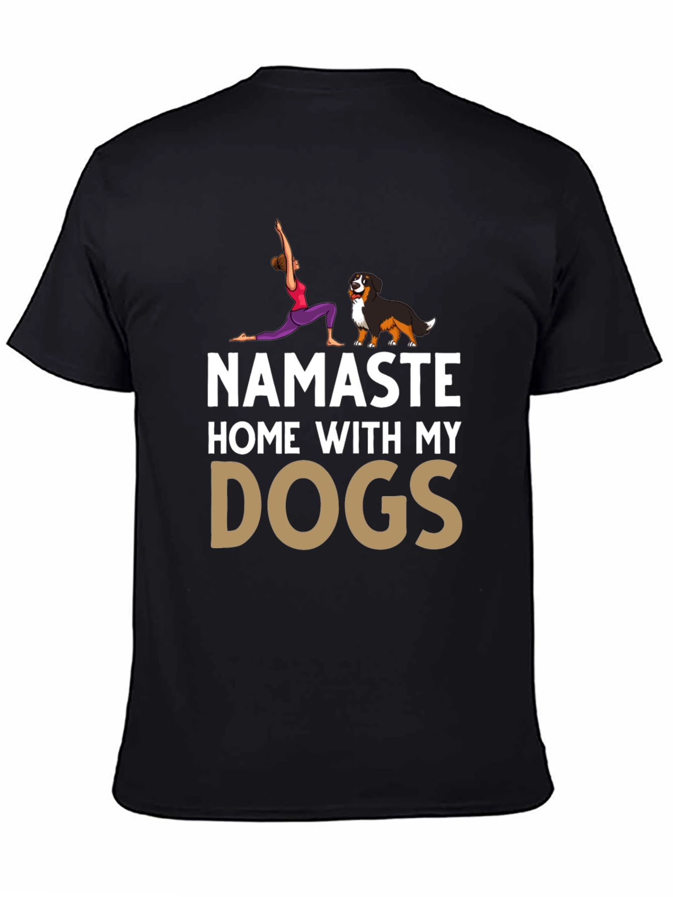 Namaste Home With My Dogs Black T-Shirt