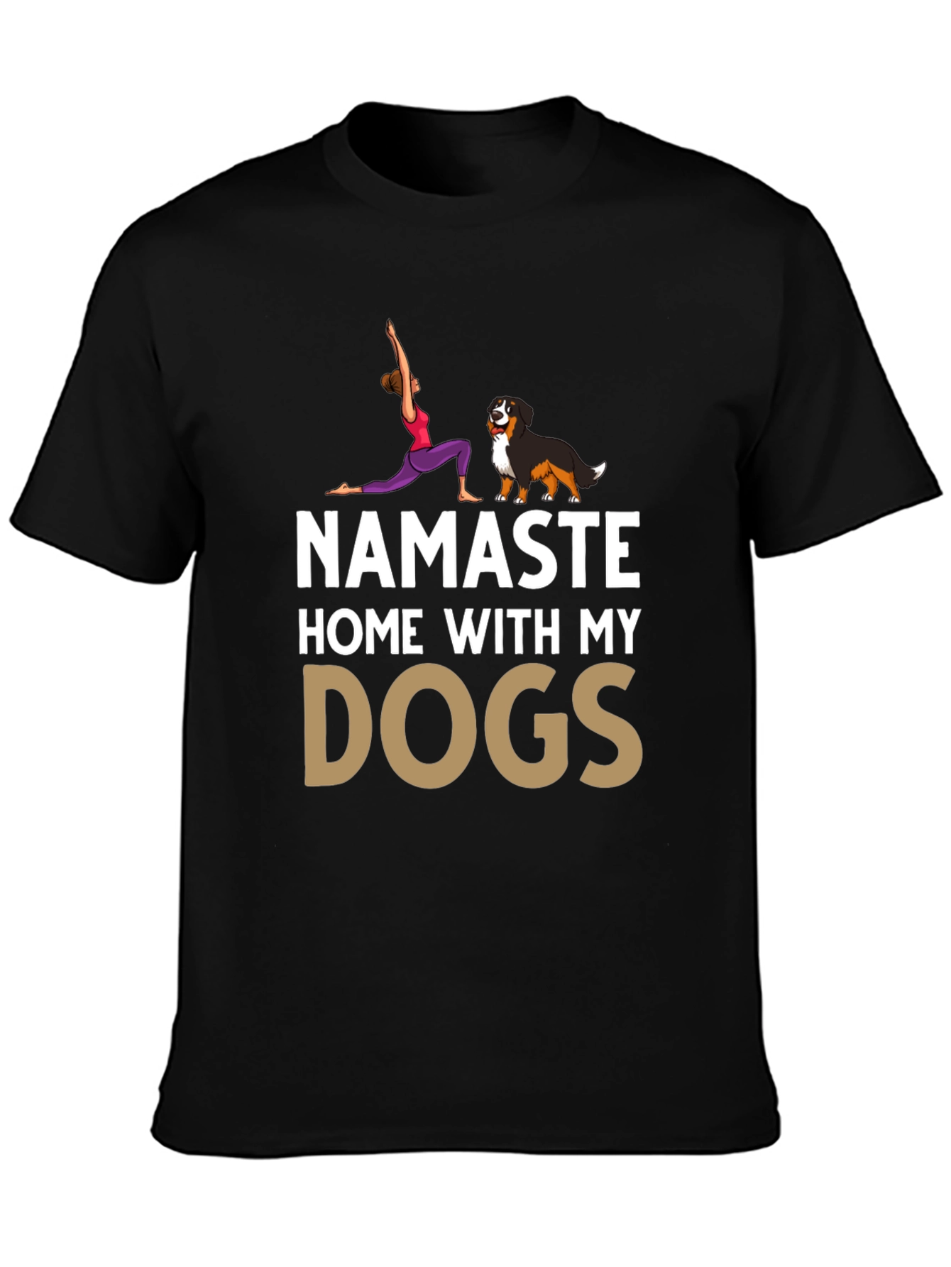 Namaste Home With My Dogs Black T-Shirt