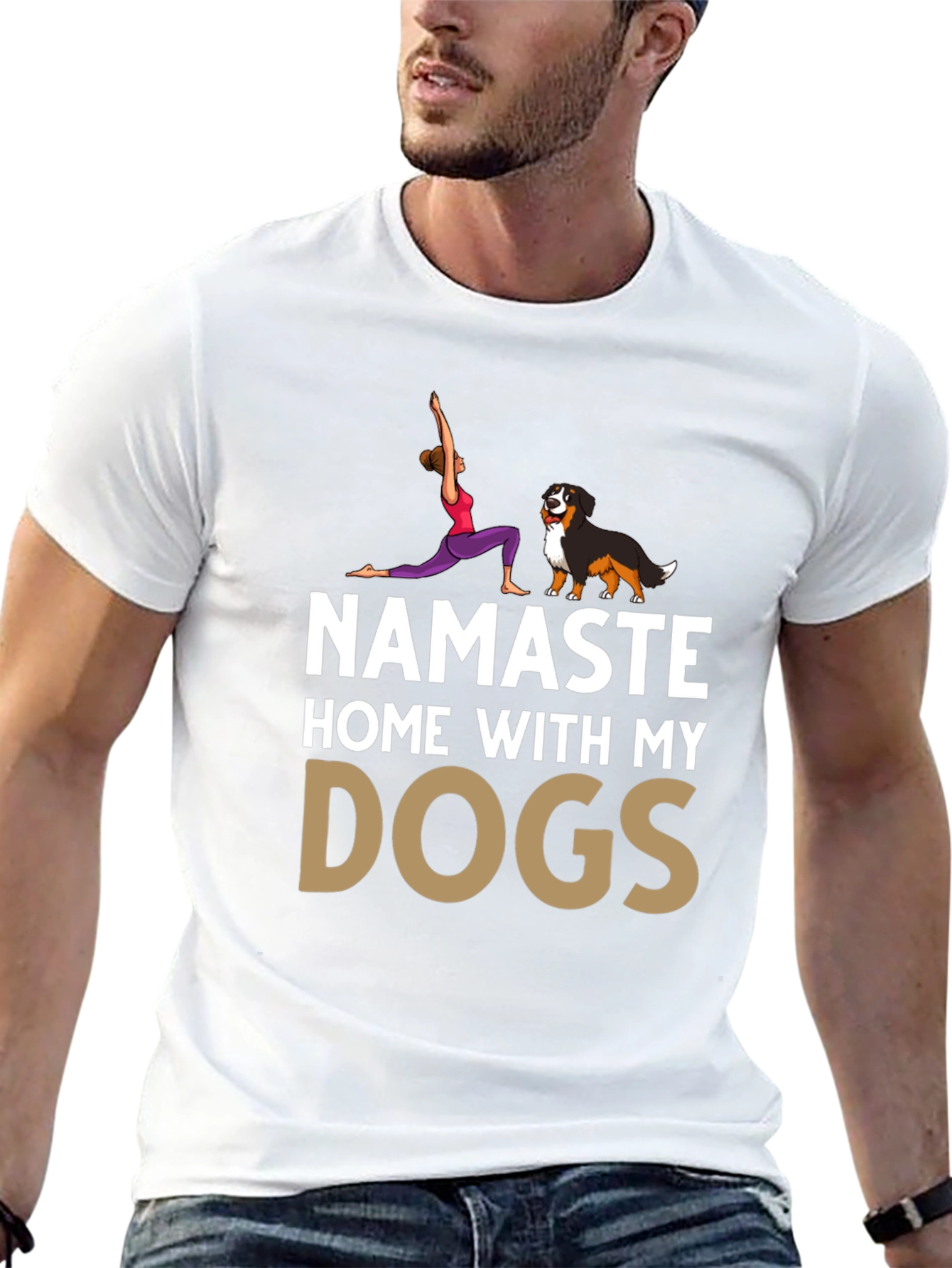 Namaste Home With My Dogs Black T-Shirt