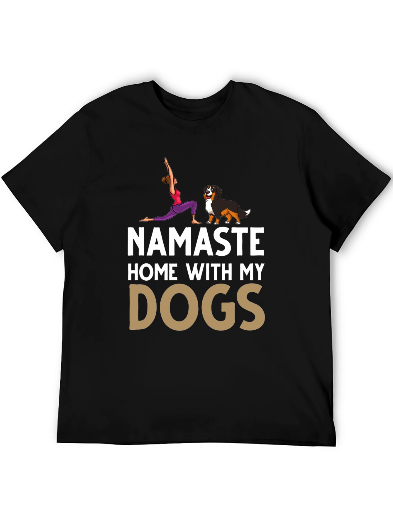 Namaste Home With My Dogs Black T-Shirt