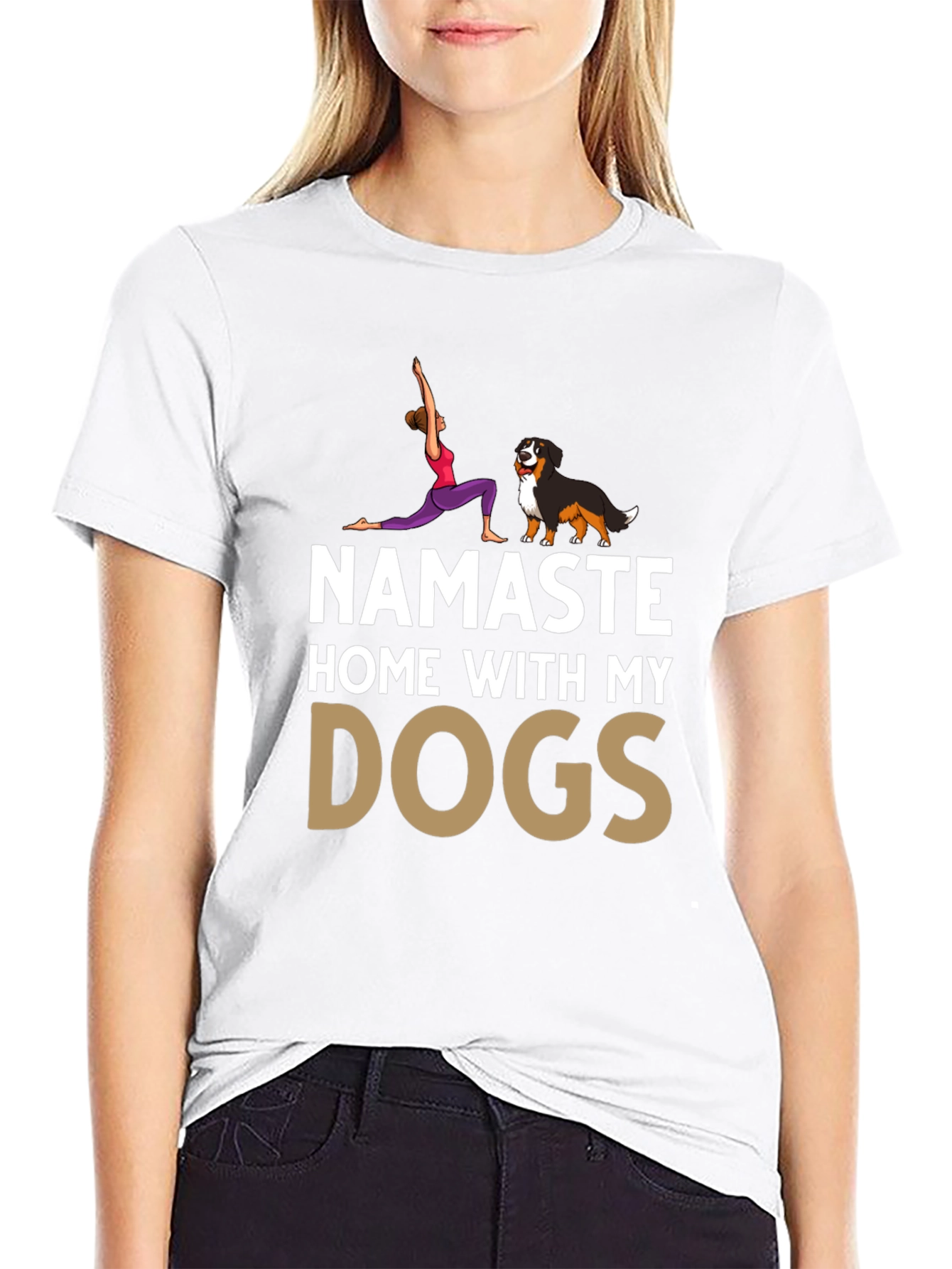 Namaste Home With My Dogs Black T-Shirt