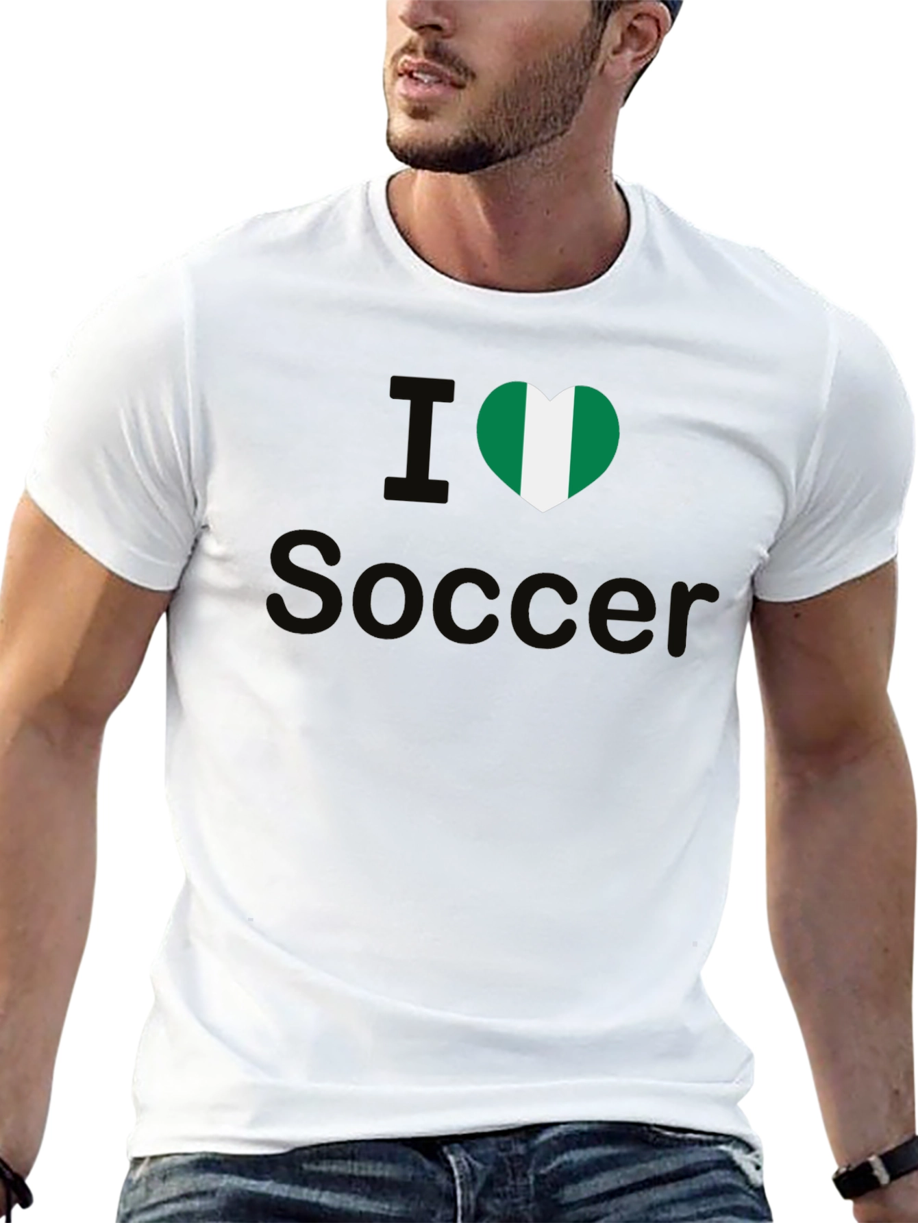 I Love Nigeria Soccer T-Shirt - Black
