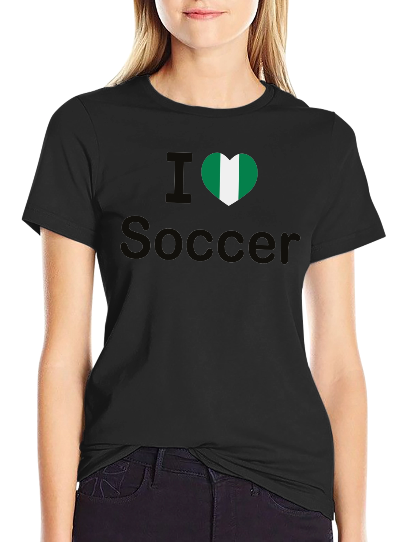 I Love Nigeria Soccer T-Shirt - Black