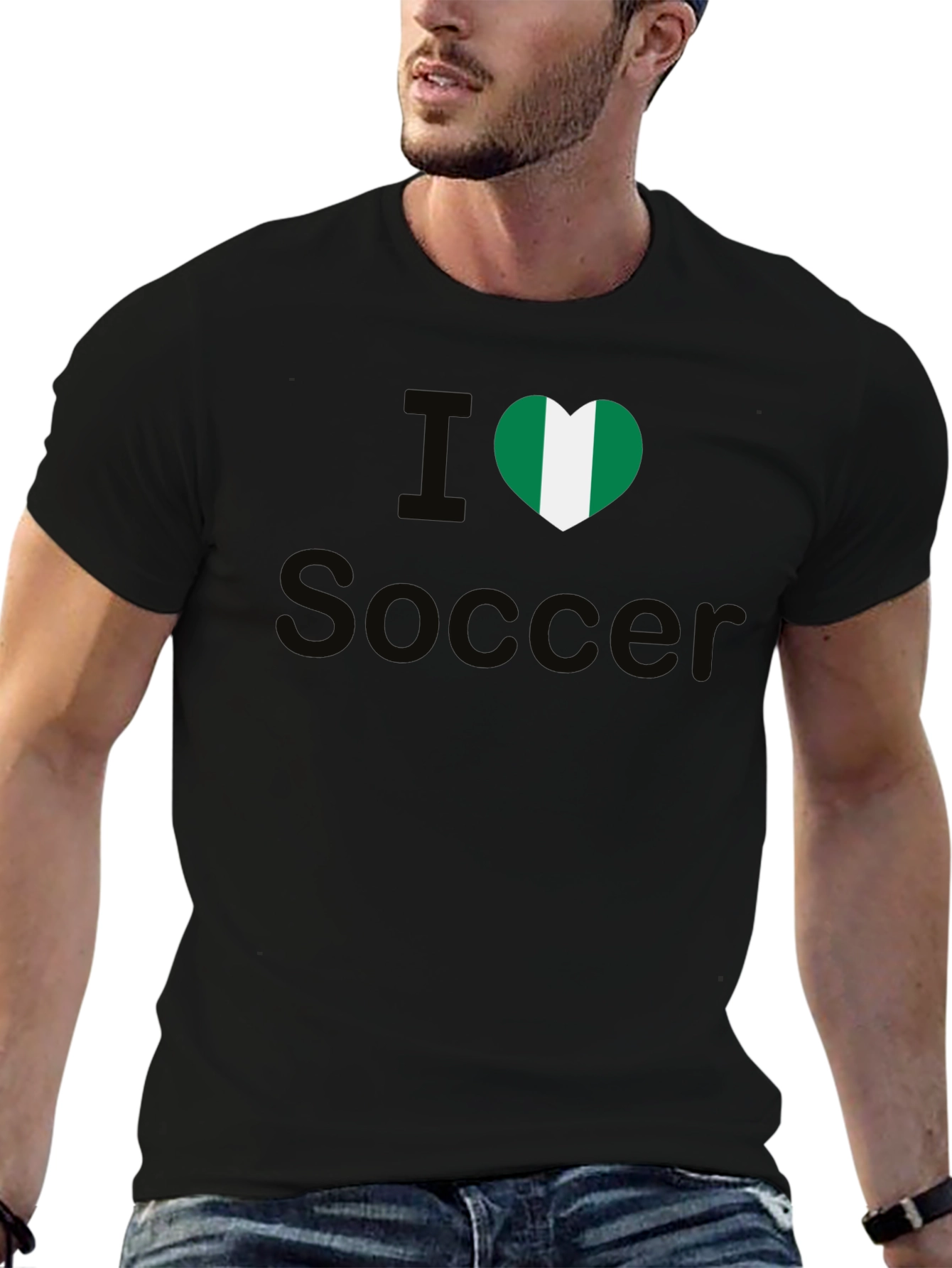 I Love Nigeria Soccer T-Shirt - Black
