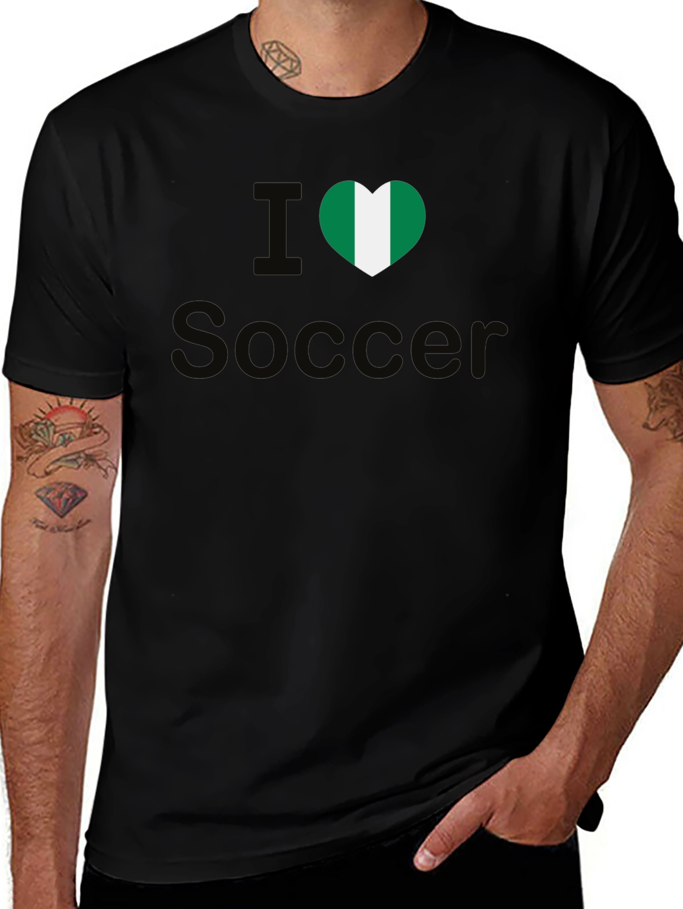 I Love Nigeria Soccer T-Shirt - Black