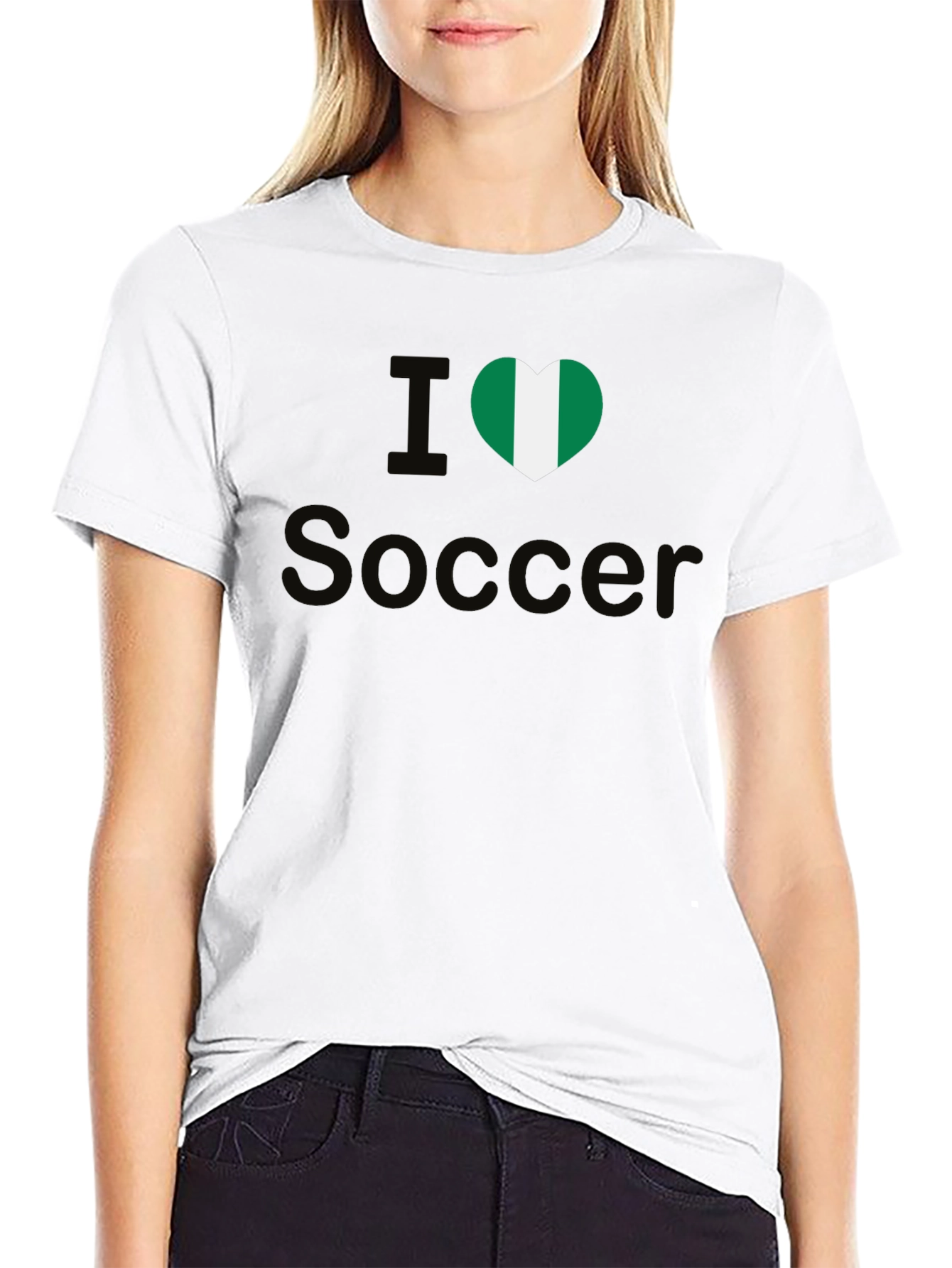 I Love Nigeria Soccer T-Shirt - Black