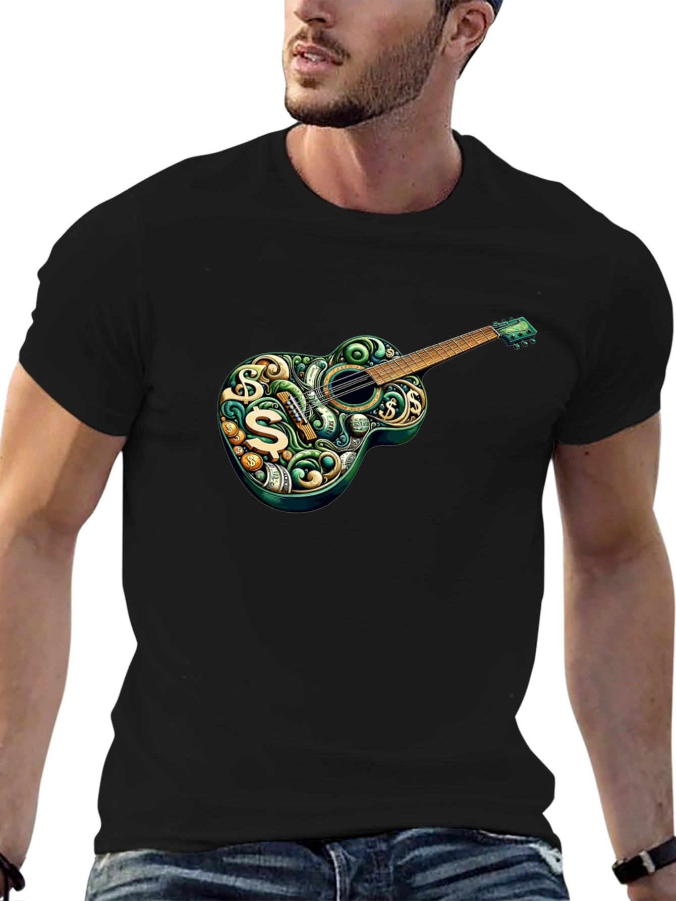 Money Guitar Graphic Tee - Stylish Musician T-Shirt