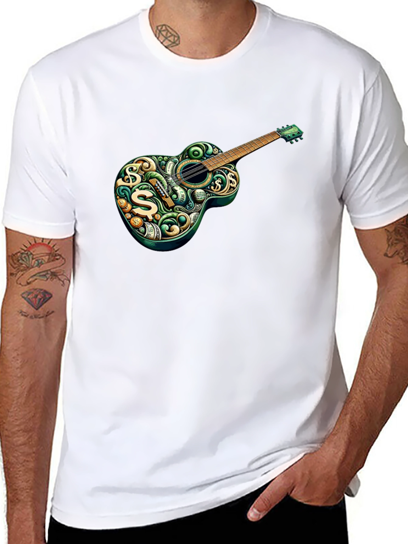 Money Guitar Graphic Tee - Stylish Musician T-Shirt
