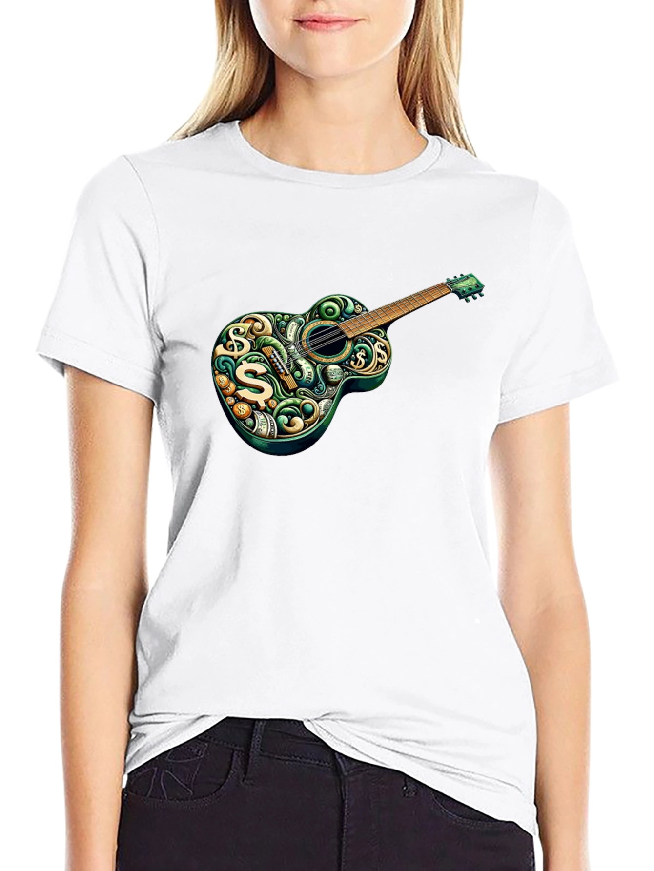 Money Guitar Graphic Tee - Stylish Musician T-Shirt