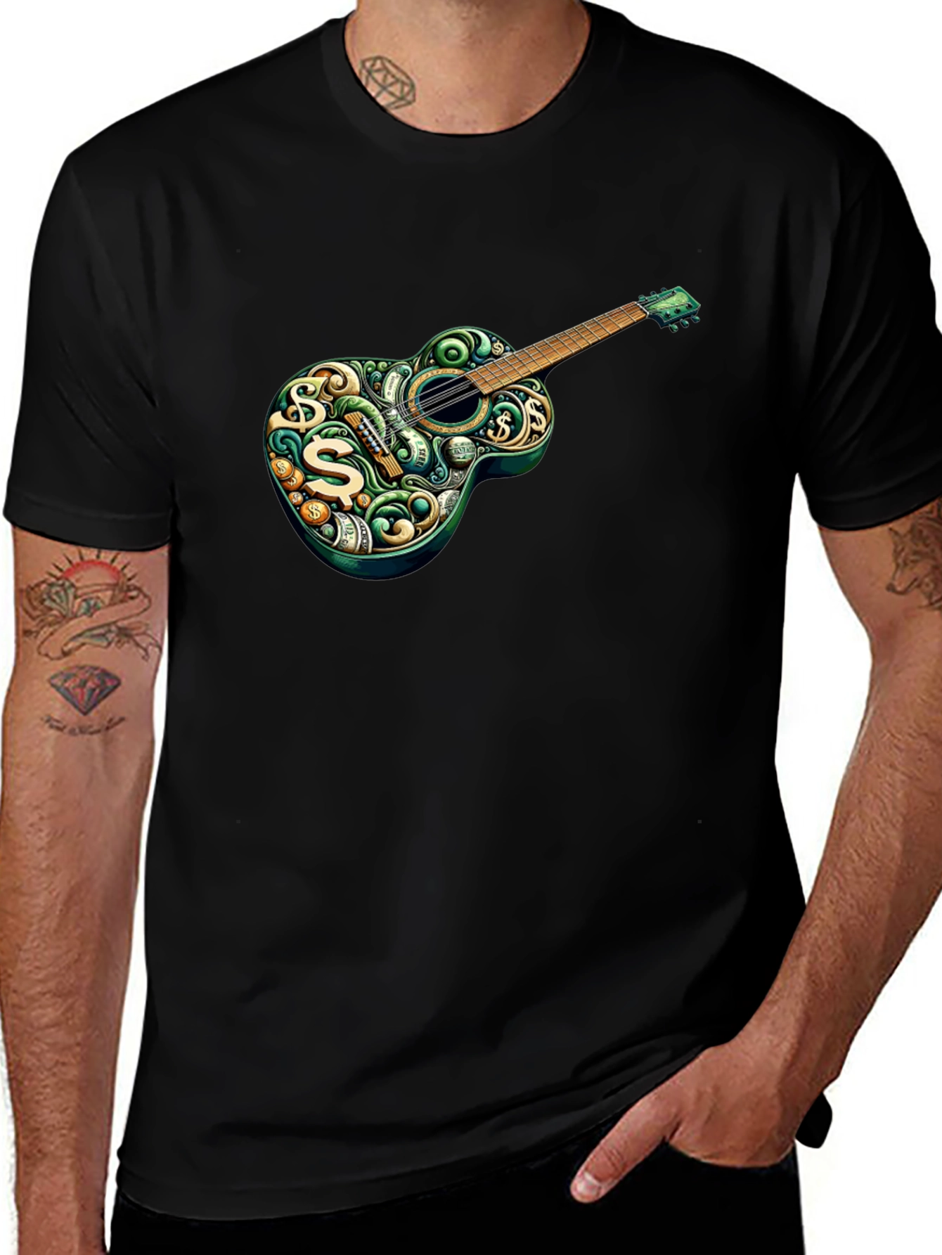 Money Guitar Graphic Tee - Stylish Musician T-Shirt