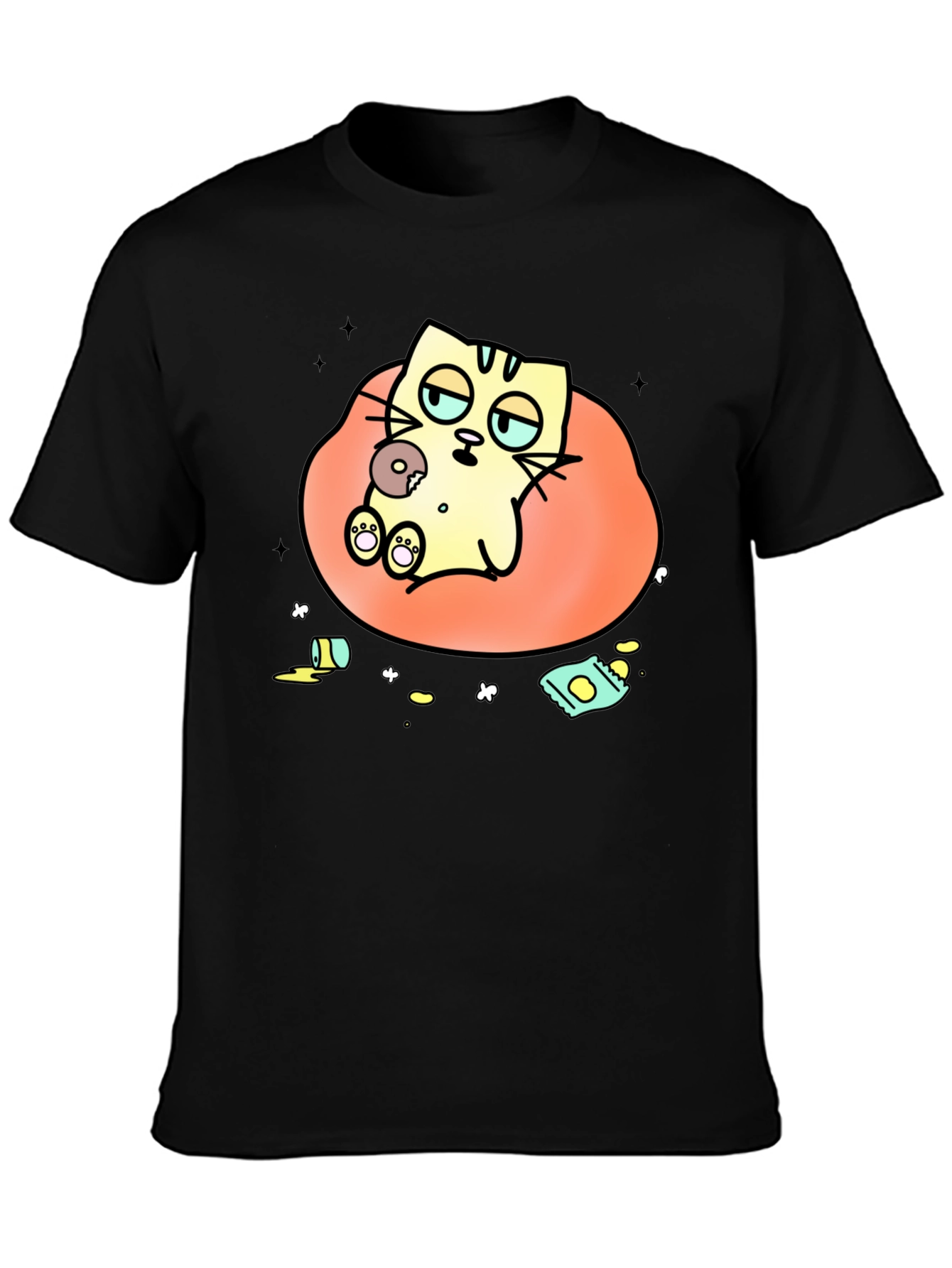 Lazy Cat Cartoon T-Shirt - Relaxed Style