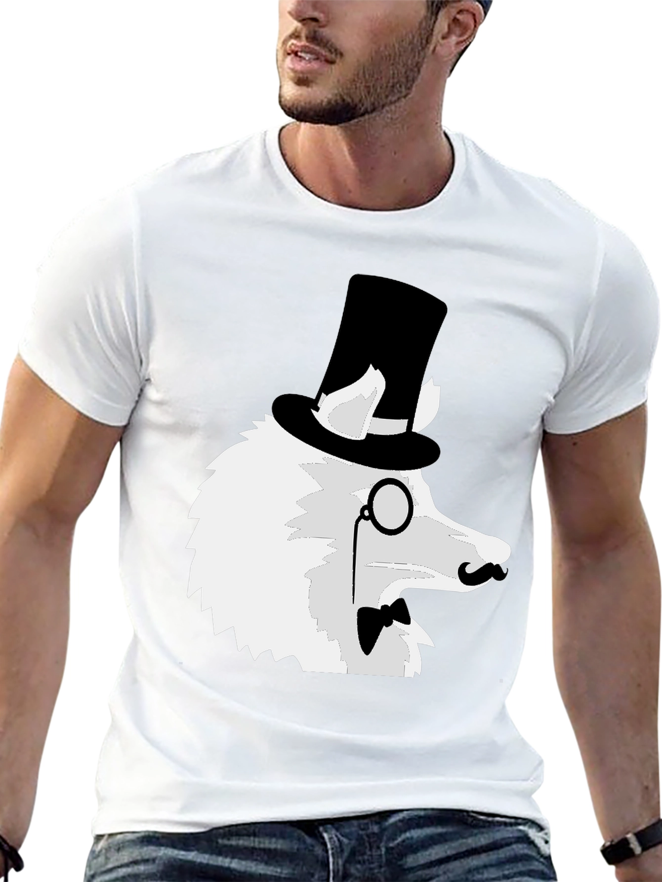 Dapper Dog T-Shirt: Top Hat Monocle Bow Tie