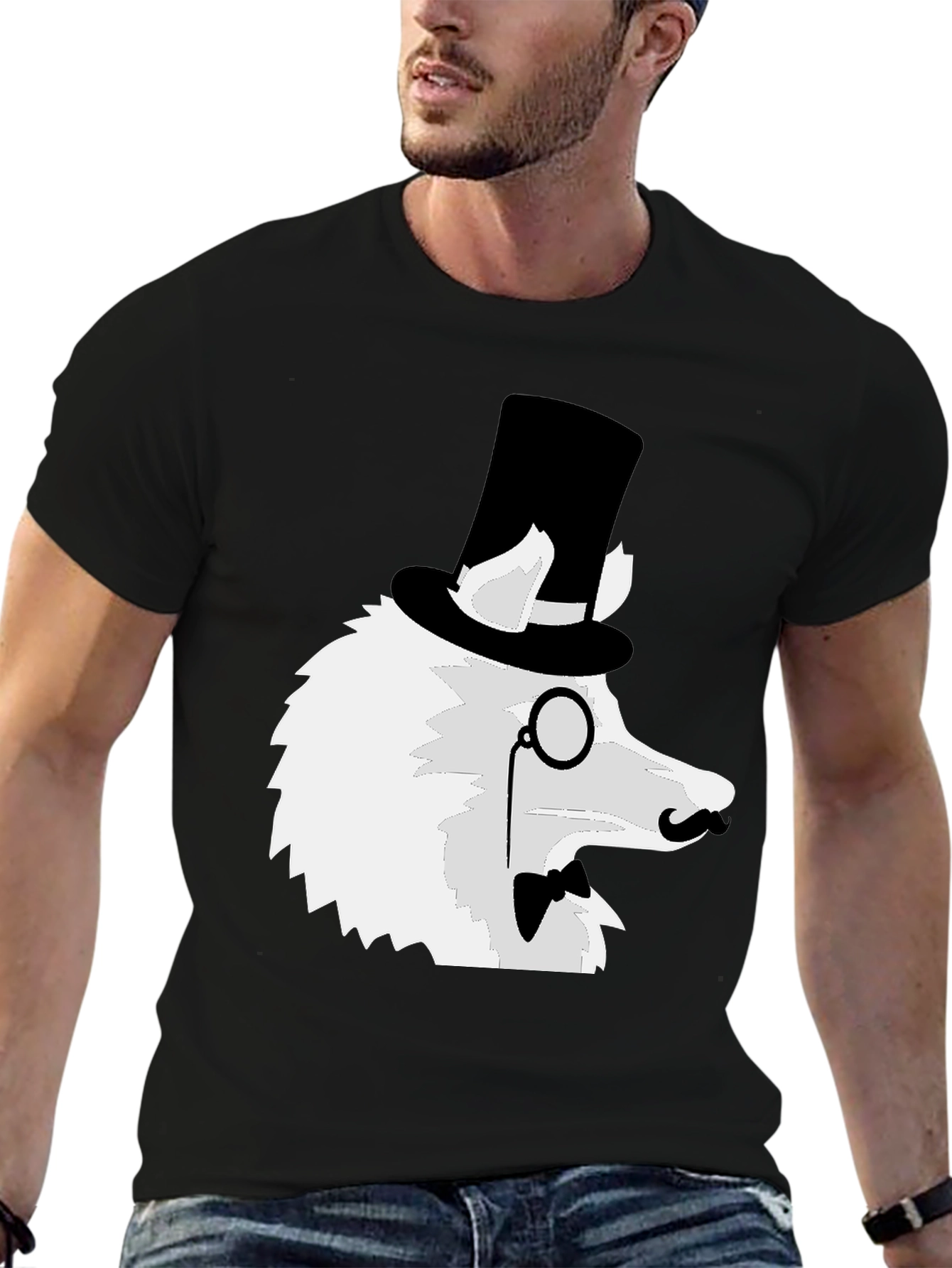 Dapper Dog T-Shirt: Top Hat Monocle Bow Tie