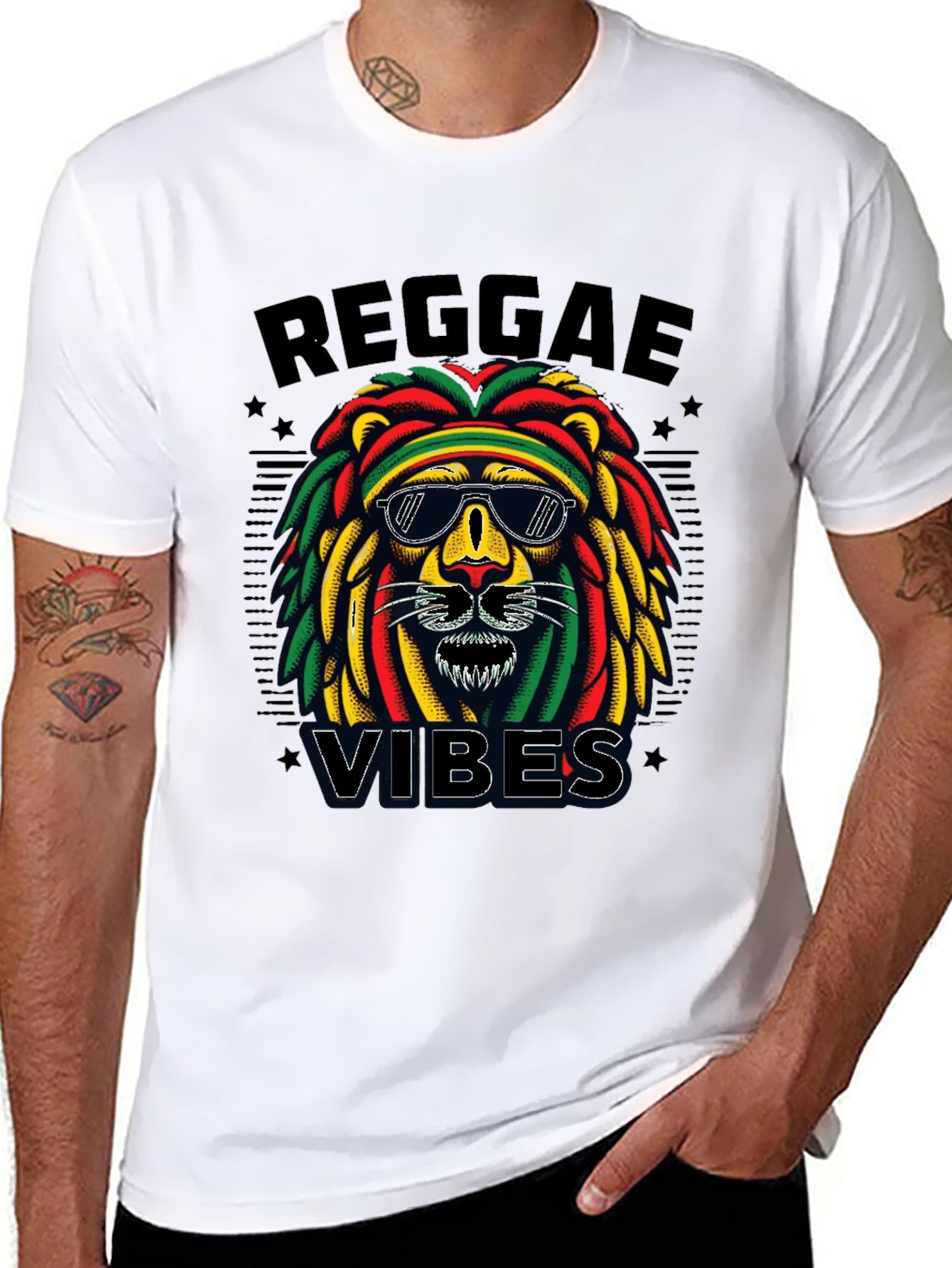 Reggae Vibes Lion Graphic T-Shirt