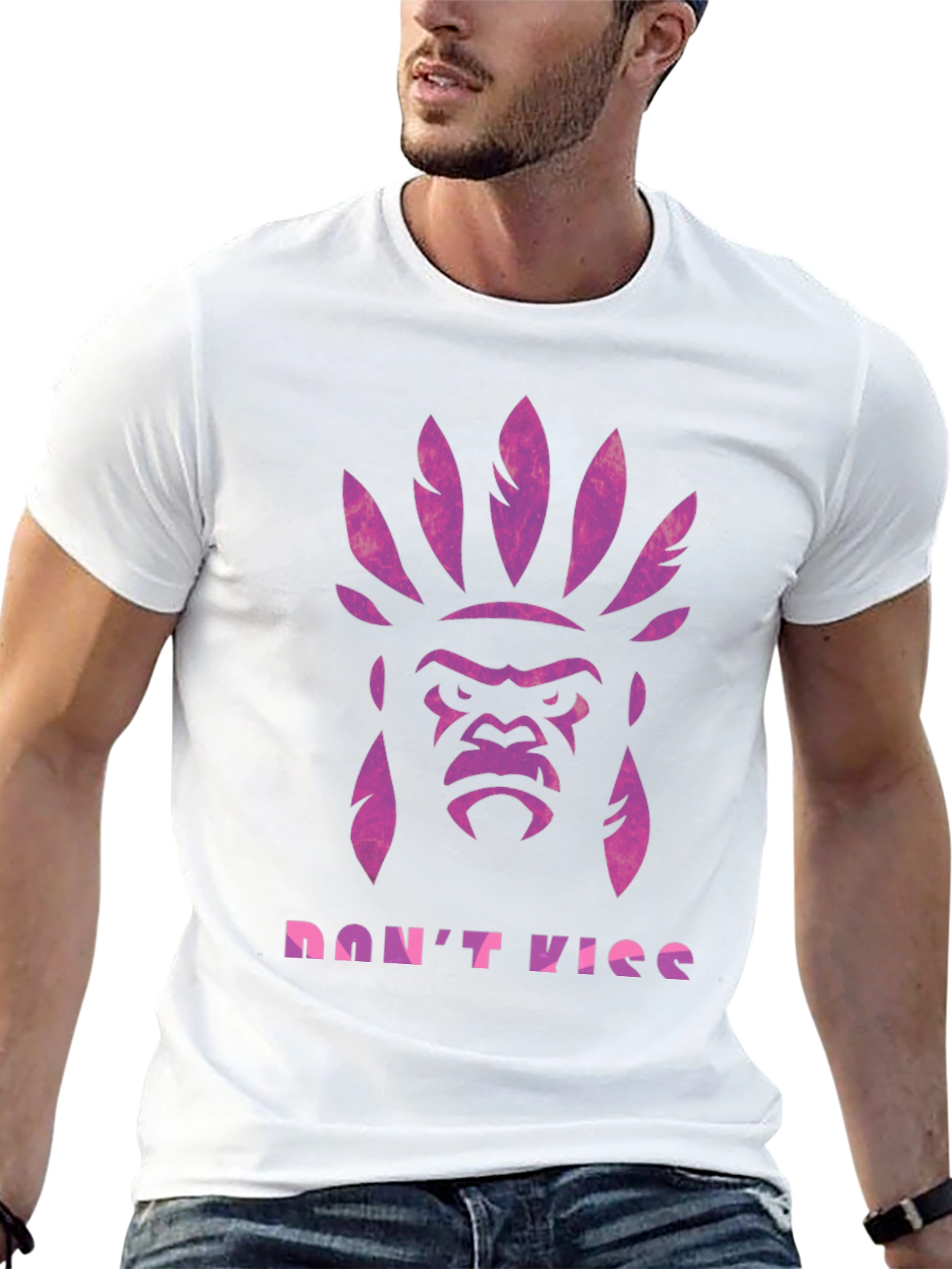 Gorilla Headdress Graphic Print T-Shirt