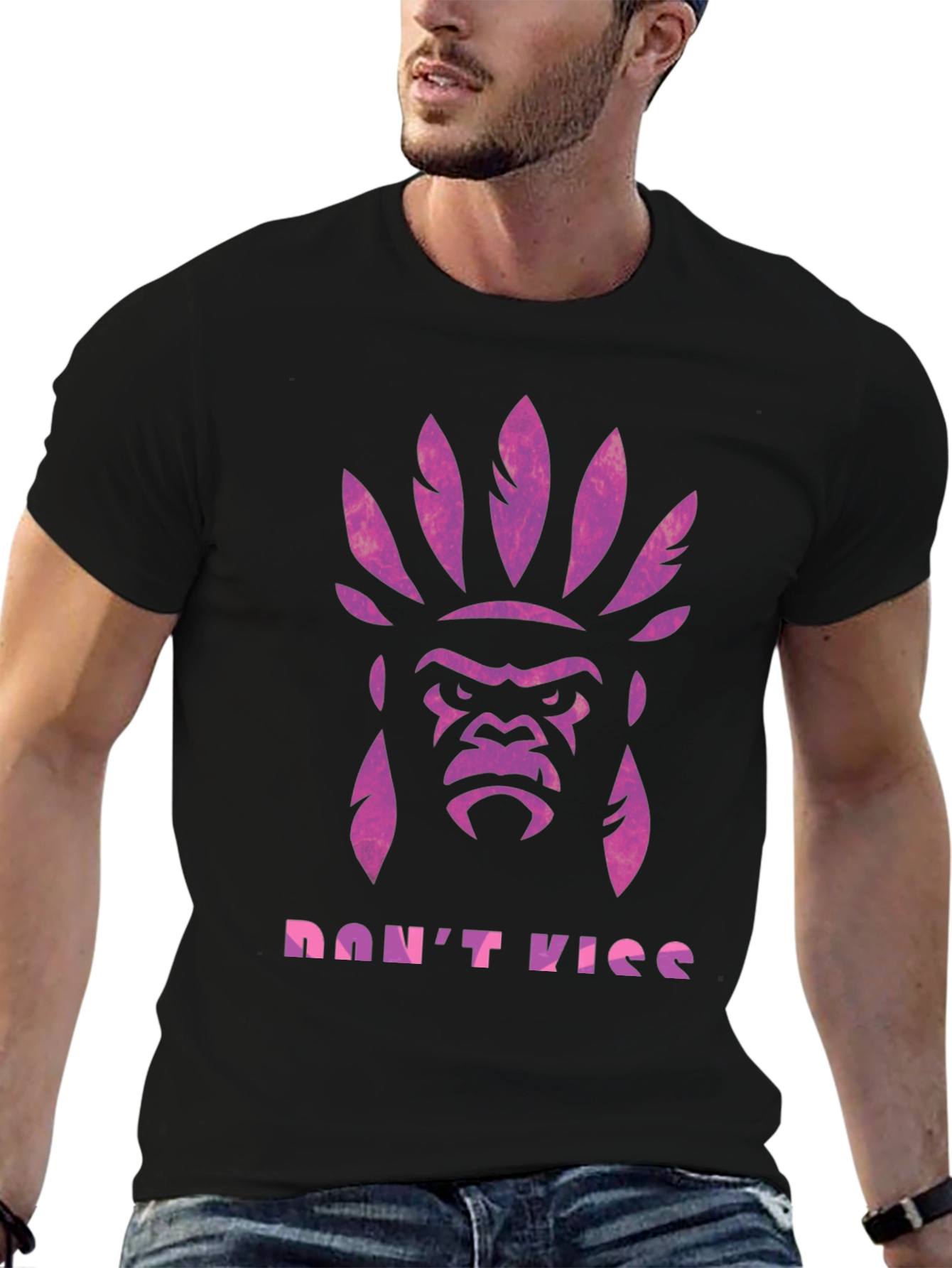 Gorilla Headdress Graphic Print T-Shirt