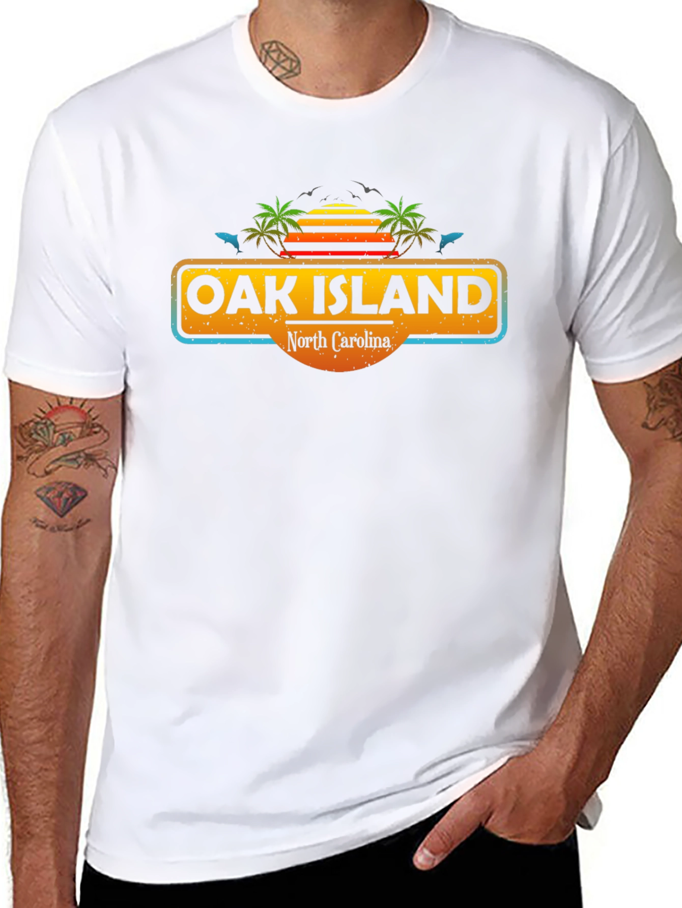 Oak Island North Carolina Tee - Tropical Vibes