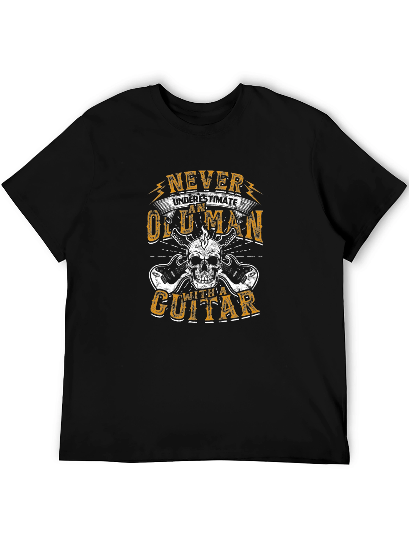 Never Underestimate Old Man with Guitar T-Shirt
