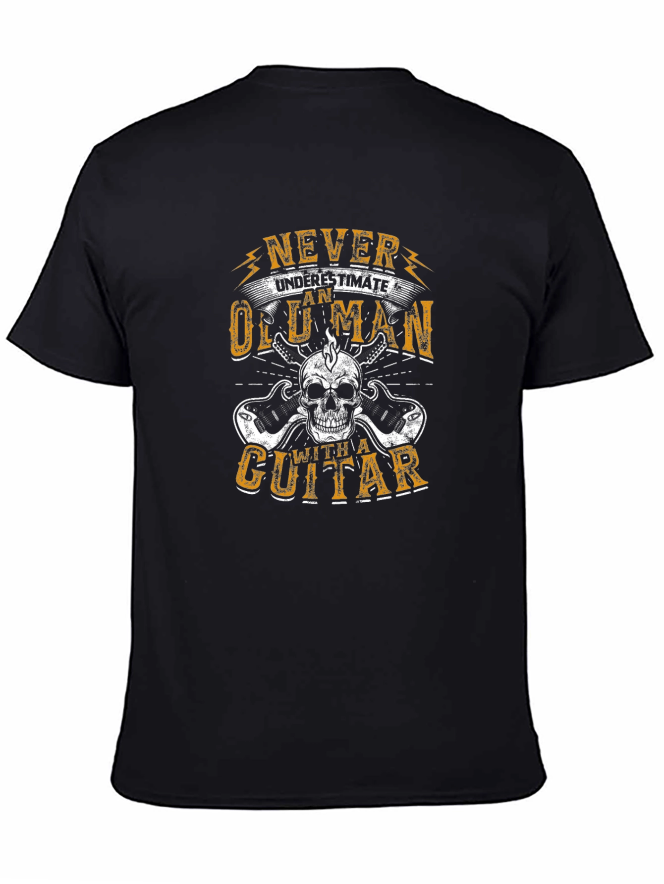 Never Underestimate Old Man with Guitar T-Shirt