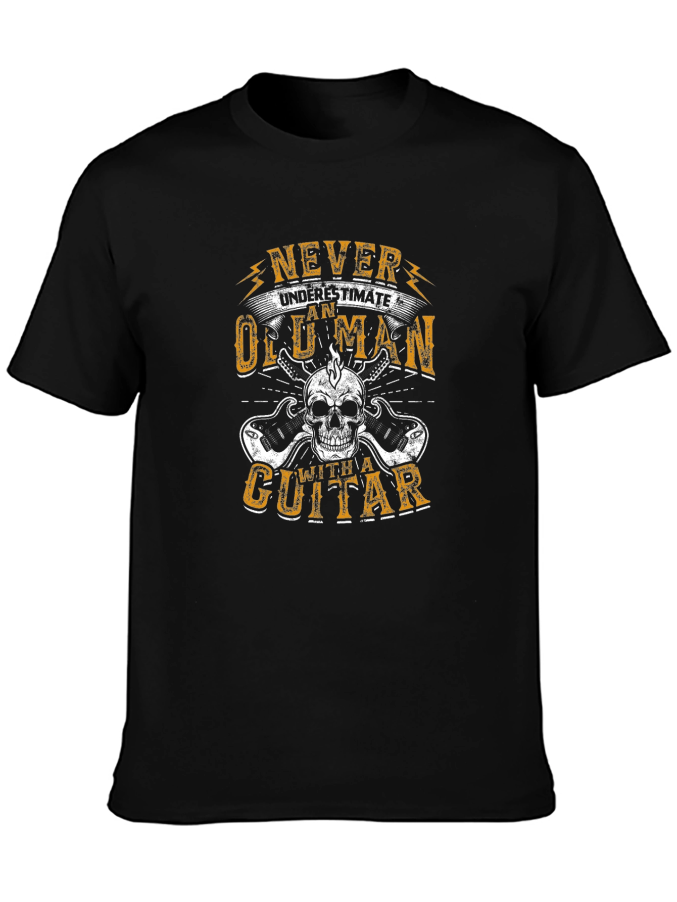 Never Underestimate Old Man with Guitar T-Shirt