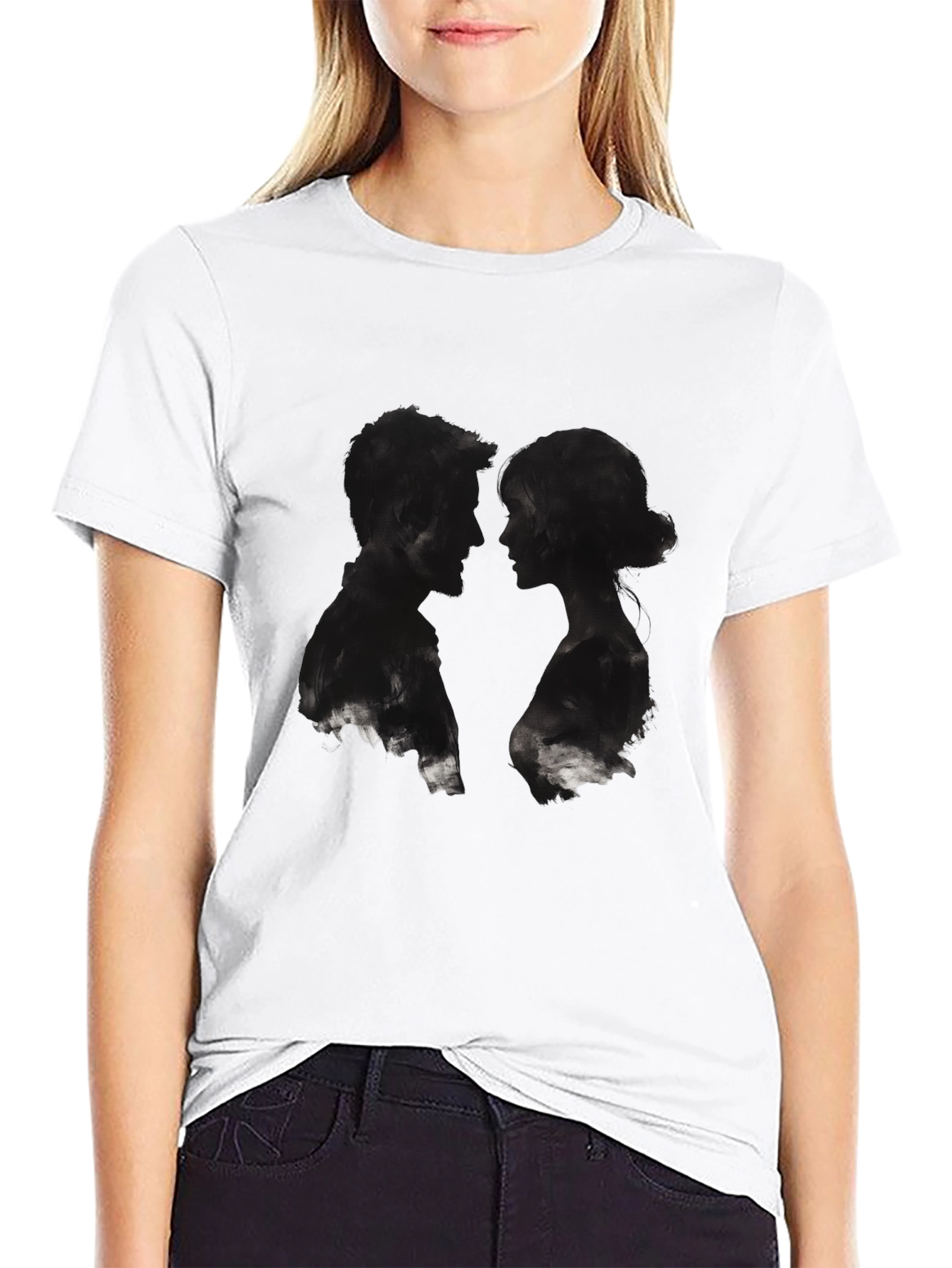 Silhouette Couple Graphic Black T-Shirt