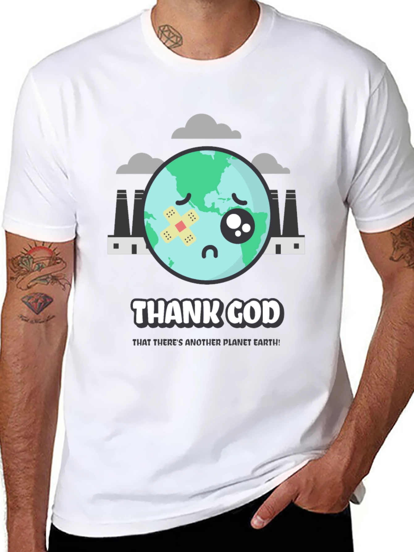 Sad Earth Graphic T-Shirt - Environmental Awareness Tee