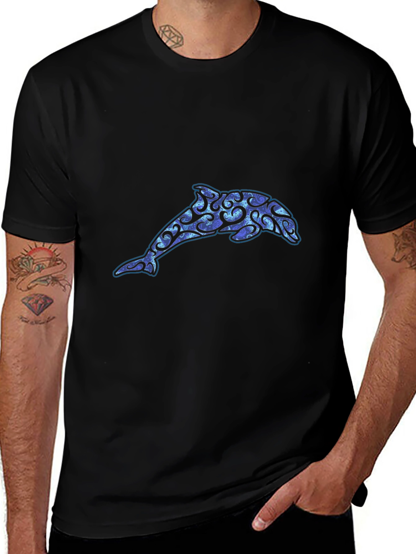 Dolphin T-Shirt - Black Graphic Tee