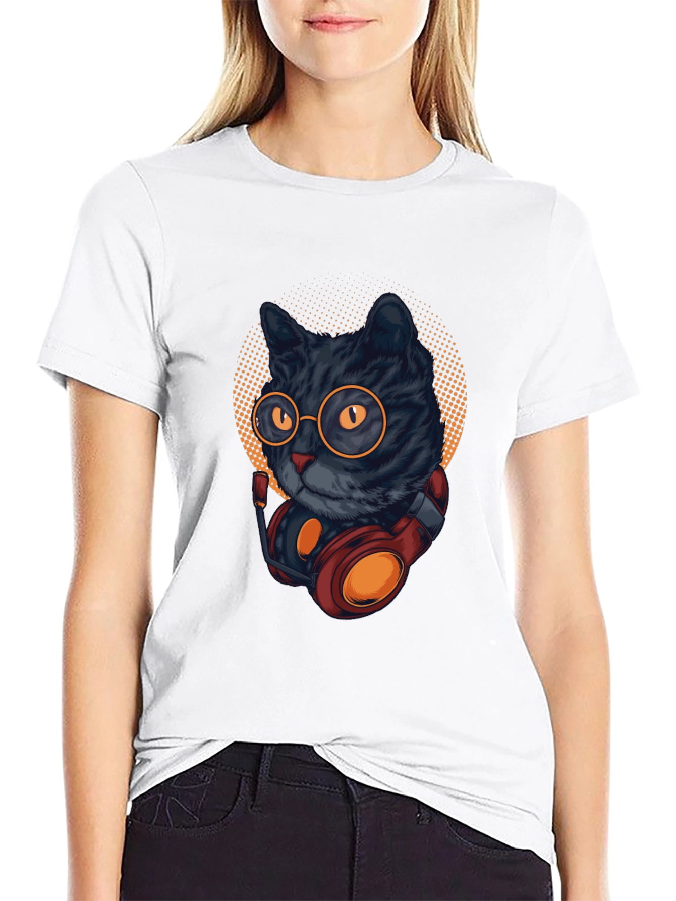 Cool Cat DJ T-Shirt - Black