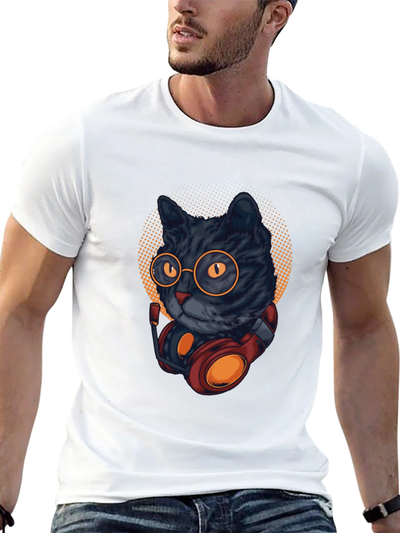 Cool Cat DJ T-Shirt - Black