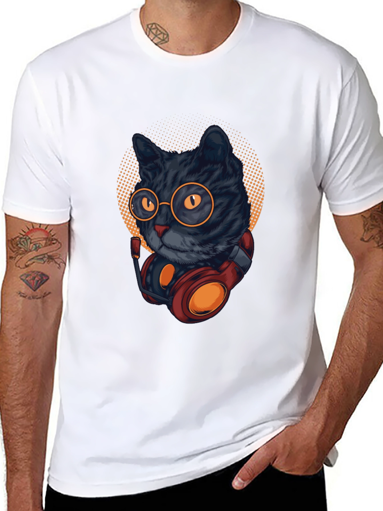 Cool Cat DJ T-Shirt - Black
