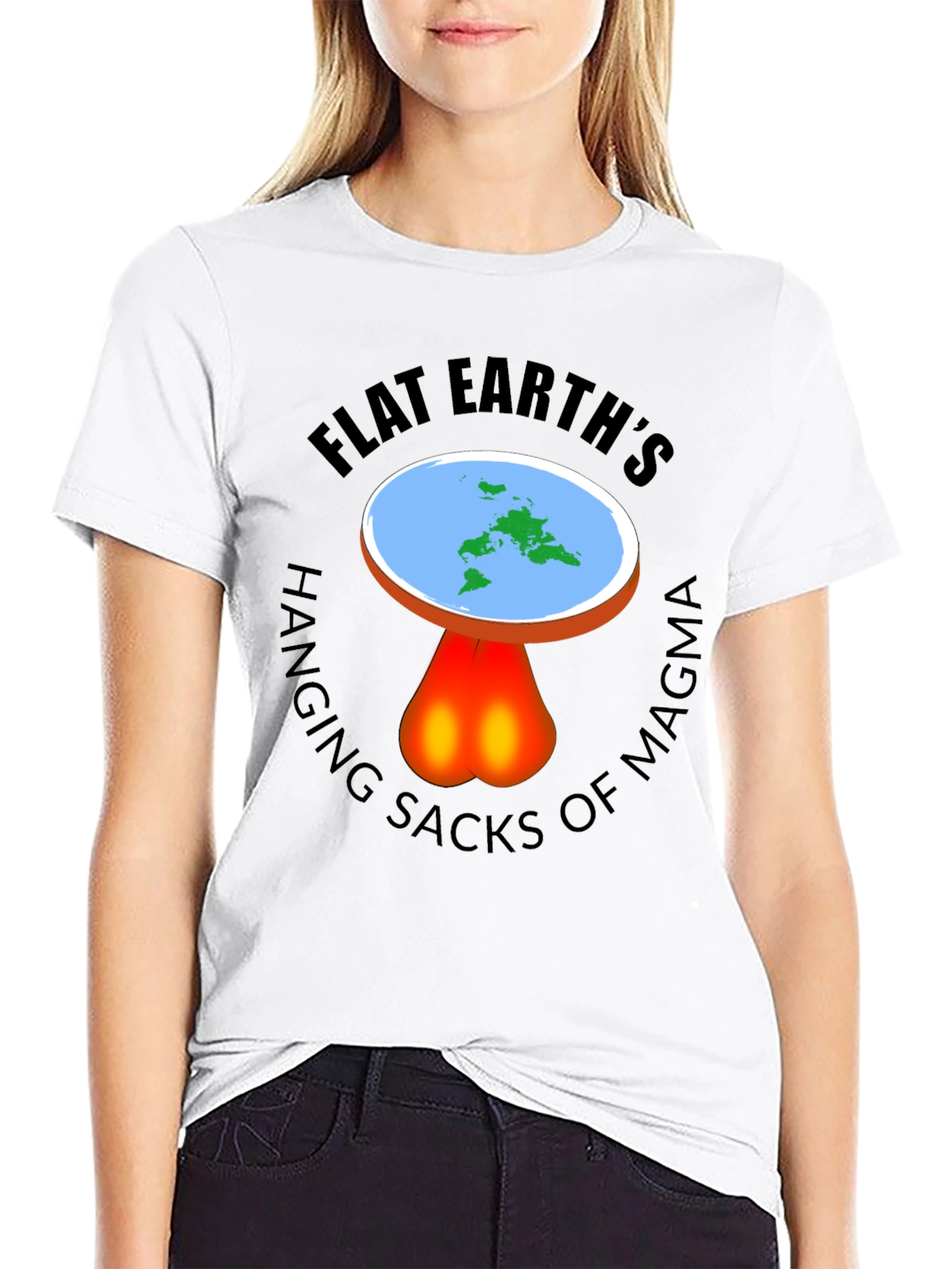Flat Earth Hanging Sacks Of Magma T-Shirt