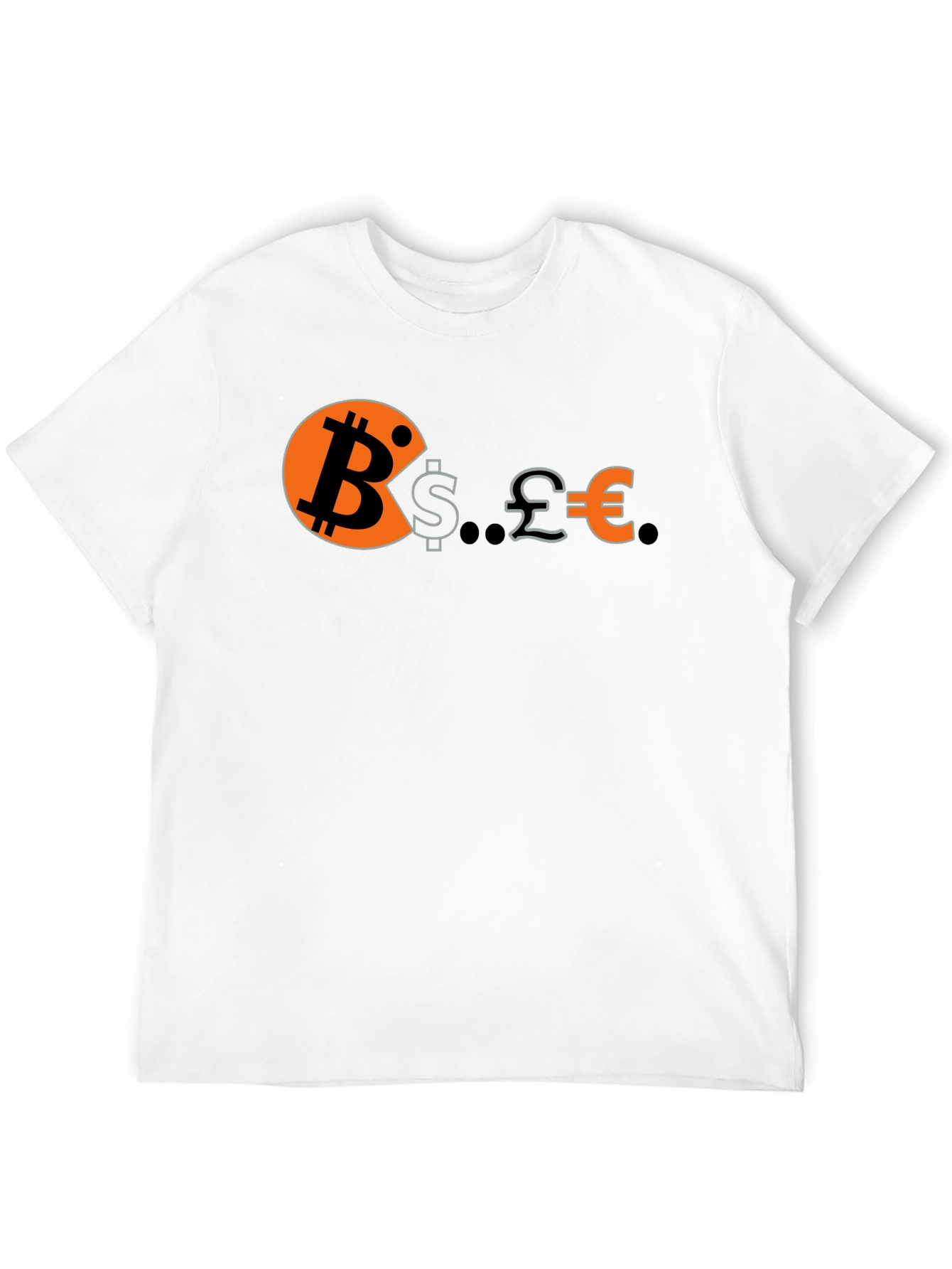 Bitcoin Eats Dollars Pounds & Euros Funny Crypto T-Shirt