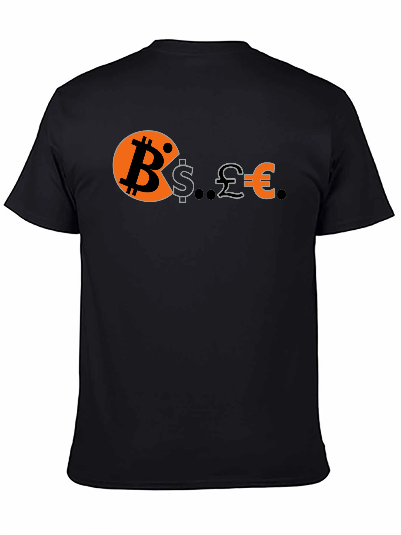Bitcoin Eats Dollars Pounds & Euros Funny Crypto T-Shirt